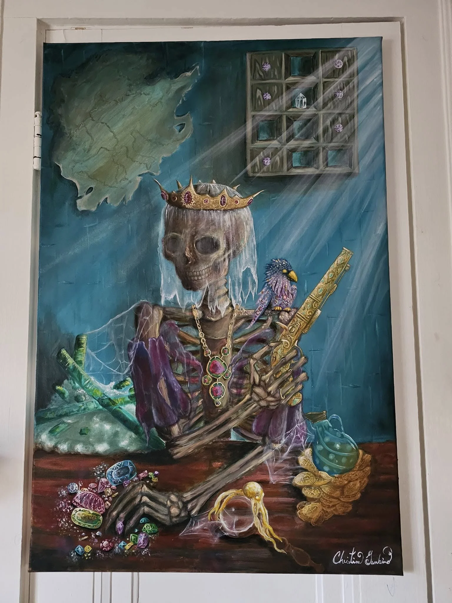 Original fine art oil painting /''THE PIRATE PRINCESS''*35'' by 24'' artist signed/stretched canvas