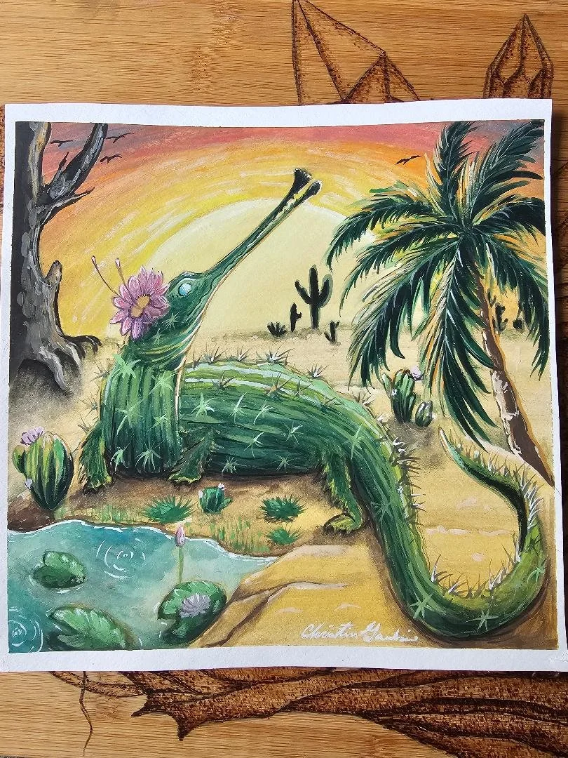 ''Desert Oasis'' Original Gouache painting on paper