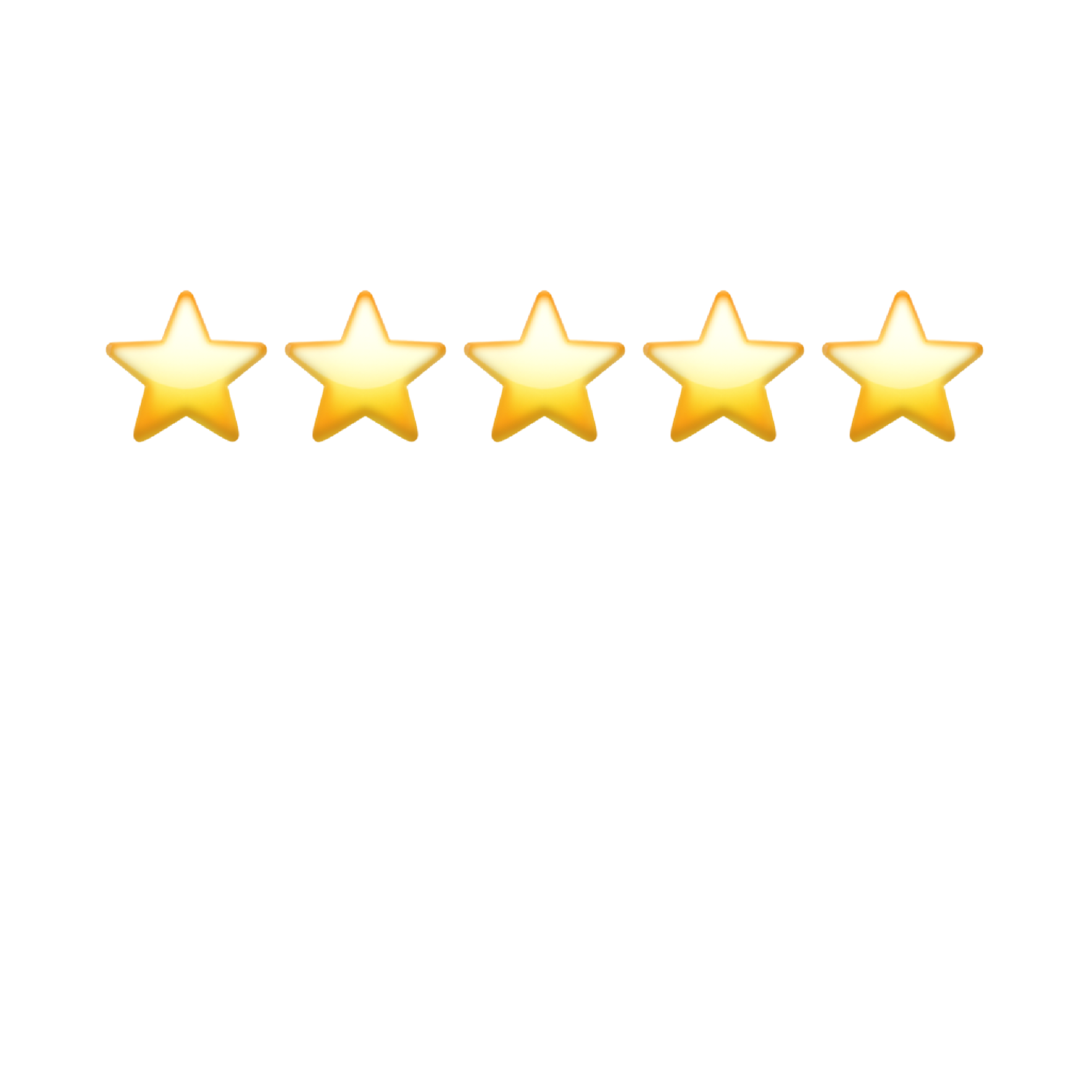 Five gold stars representing a five-star rating above a review about a restaurant.