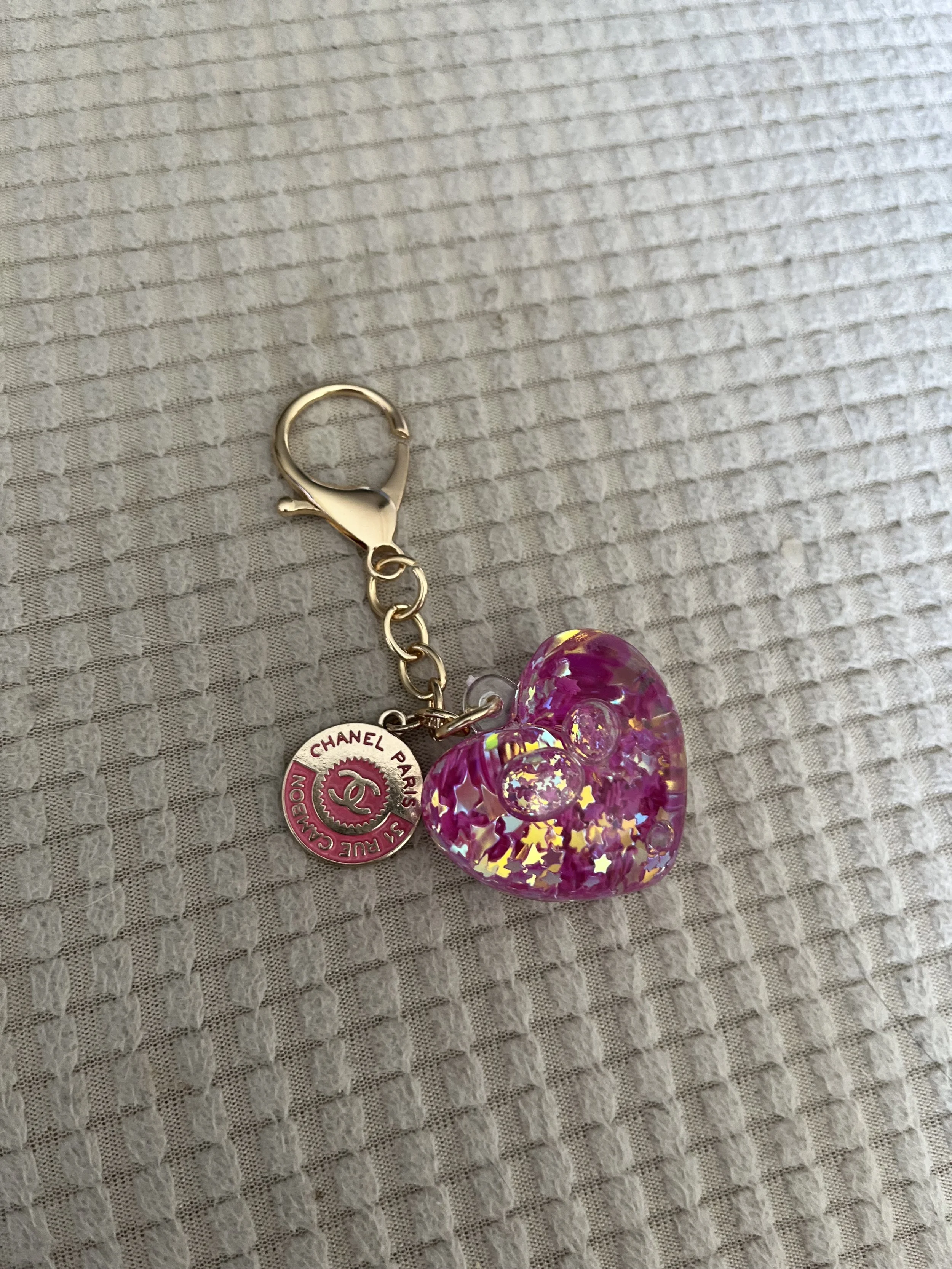 Pink Heart Chanel Keychain