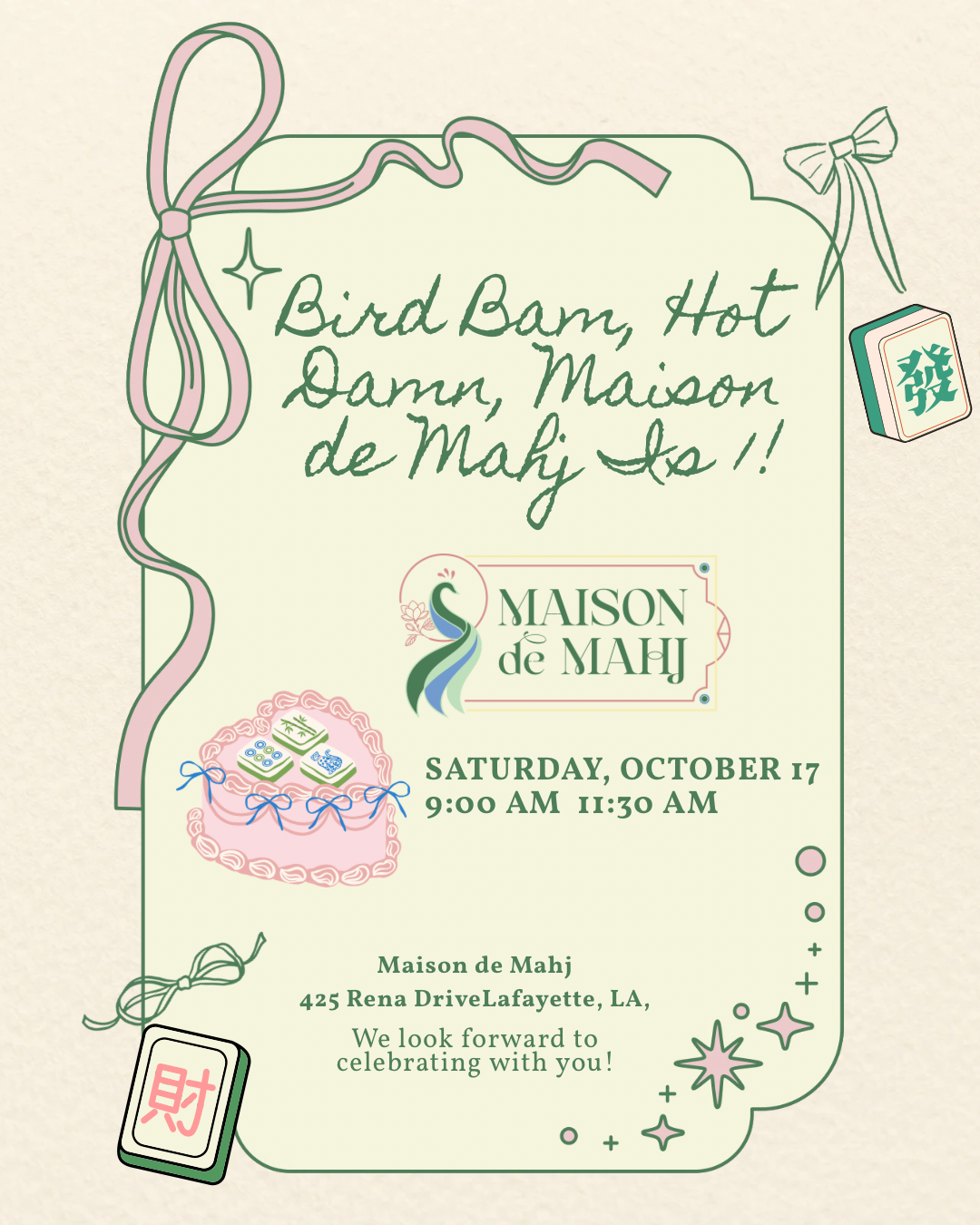 Bird Bam, Hot Damn, Maison de Mahj Is 1!