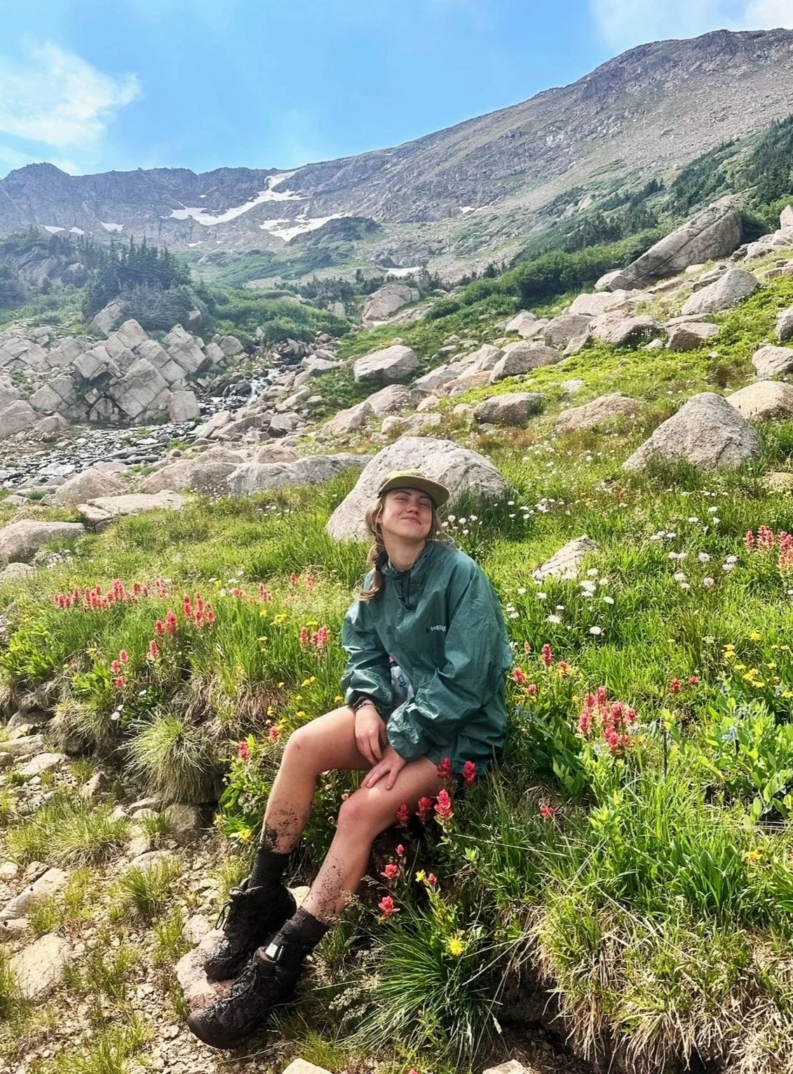 Technician Liz Greenwood in the mountains