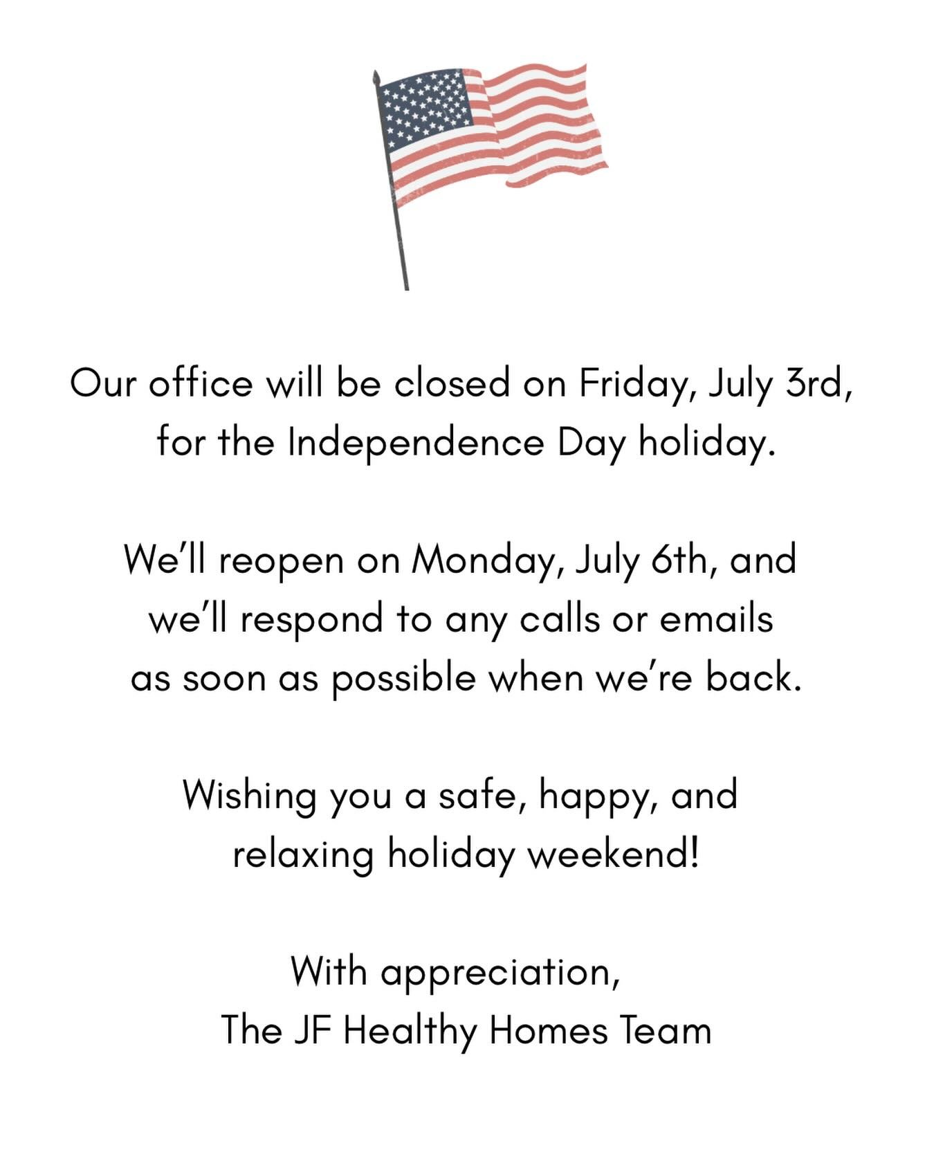 Taking a little holiday pause 🇺🇸✨🧨

Our office will be closed Friday, July 3rd, and we&rsquo;ll be back on Monday, July 6th. Until then, we hope your weekend is full of sunshine, good food, and lots of fun. Stay safe and enjoy the holiday!