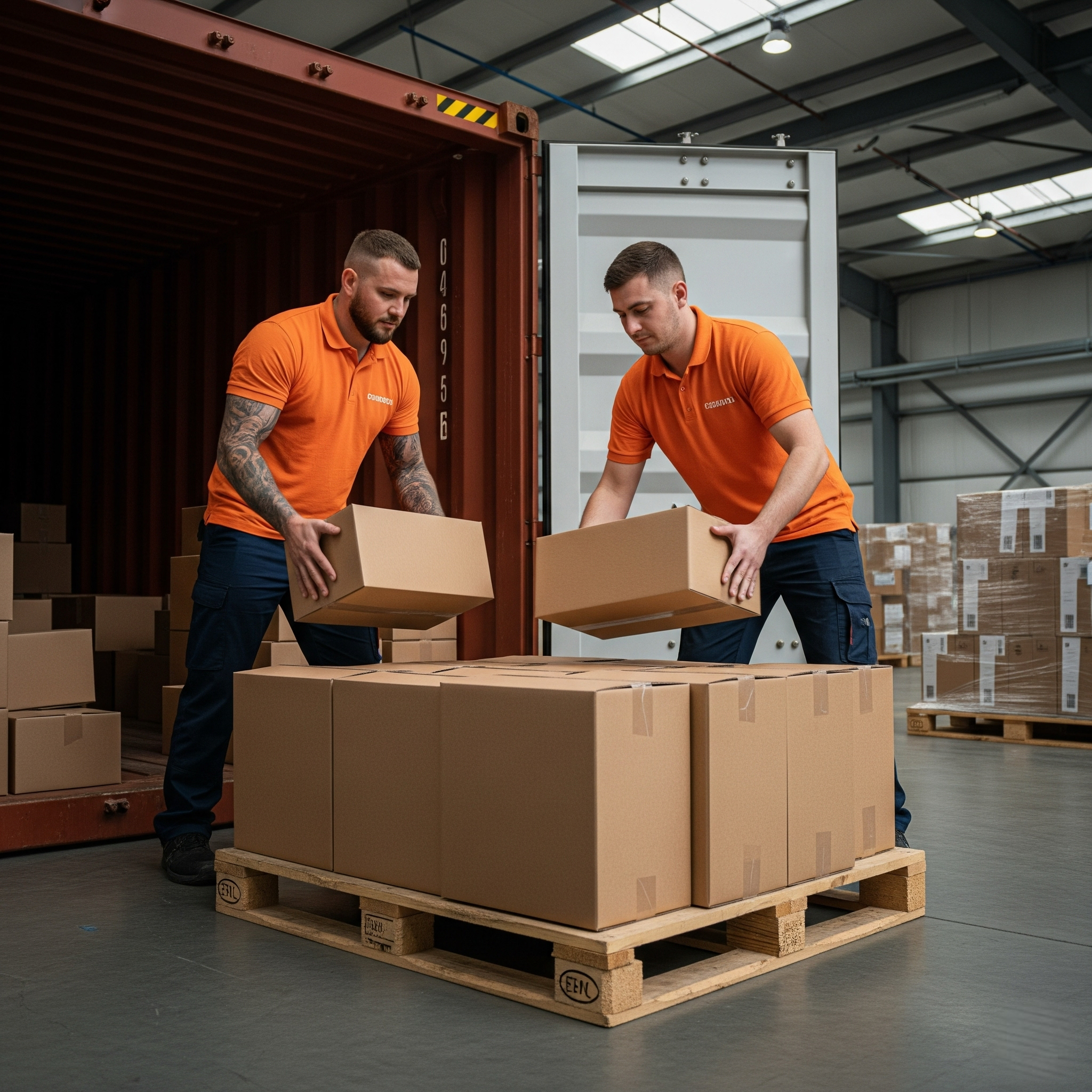 stuwadoors lossen container handmatig