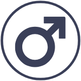 Male gender symbol in blue.