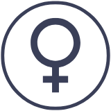 A female gender symbol enclosed in a circle with a line underneath
