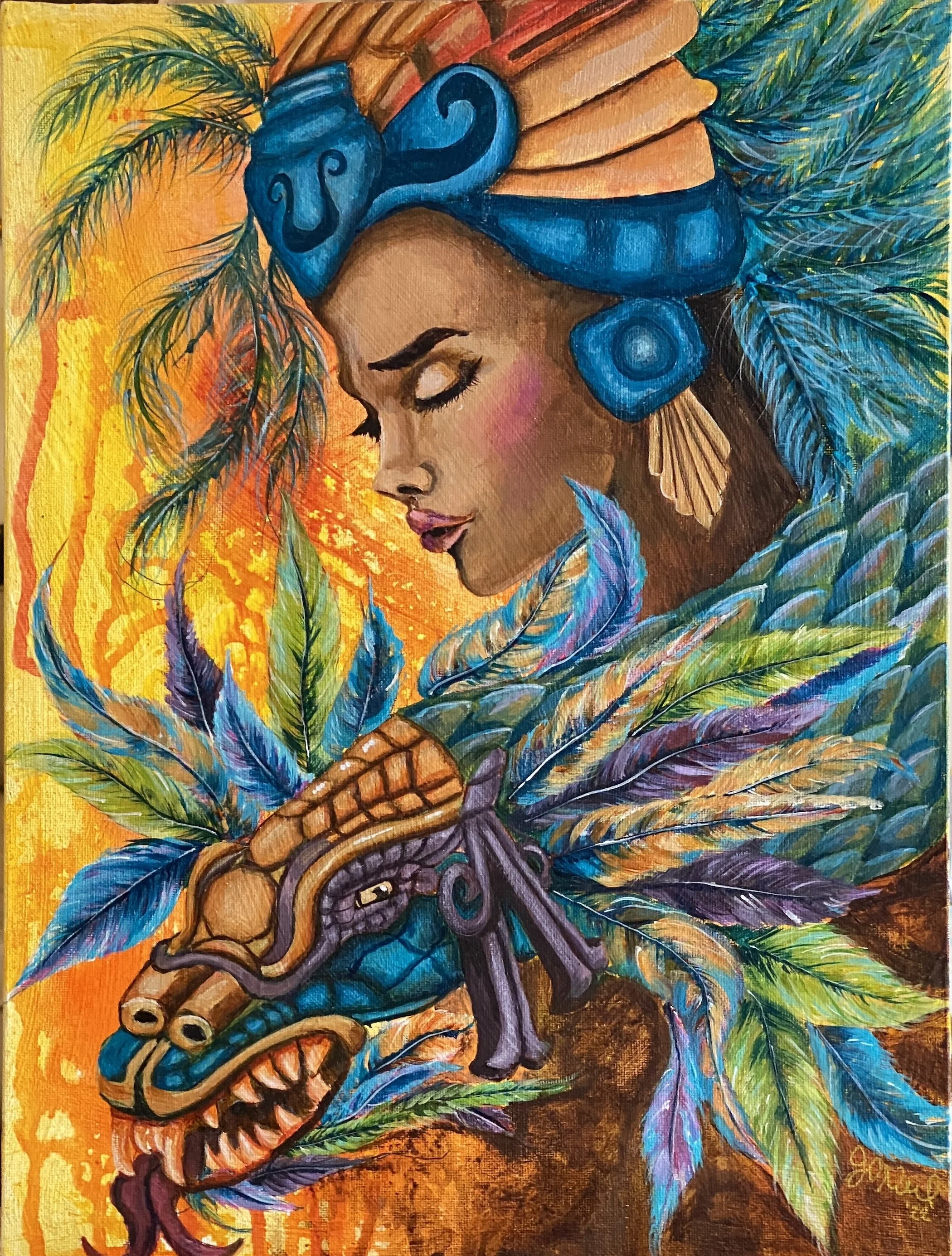 Quetzalcoatl $225 12 X 16" Acrylics on canvas board