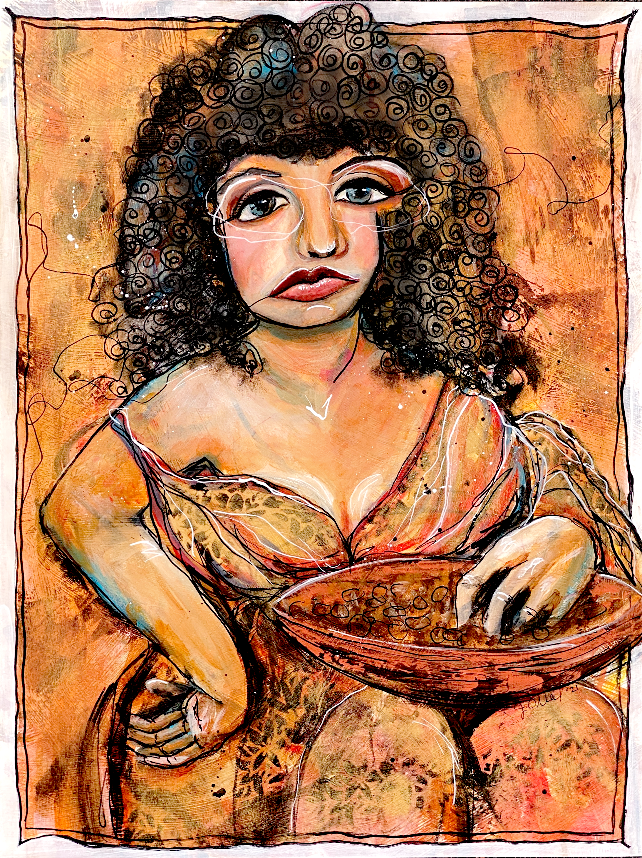 Nadja $400 18 X 24" Acrylics/Metallics on premium paper