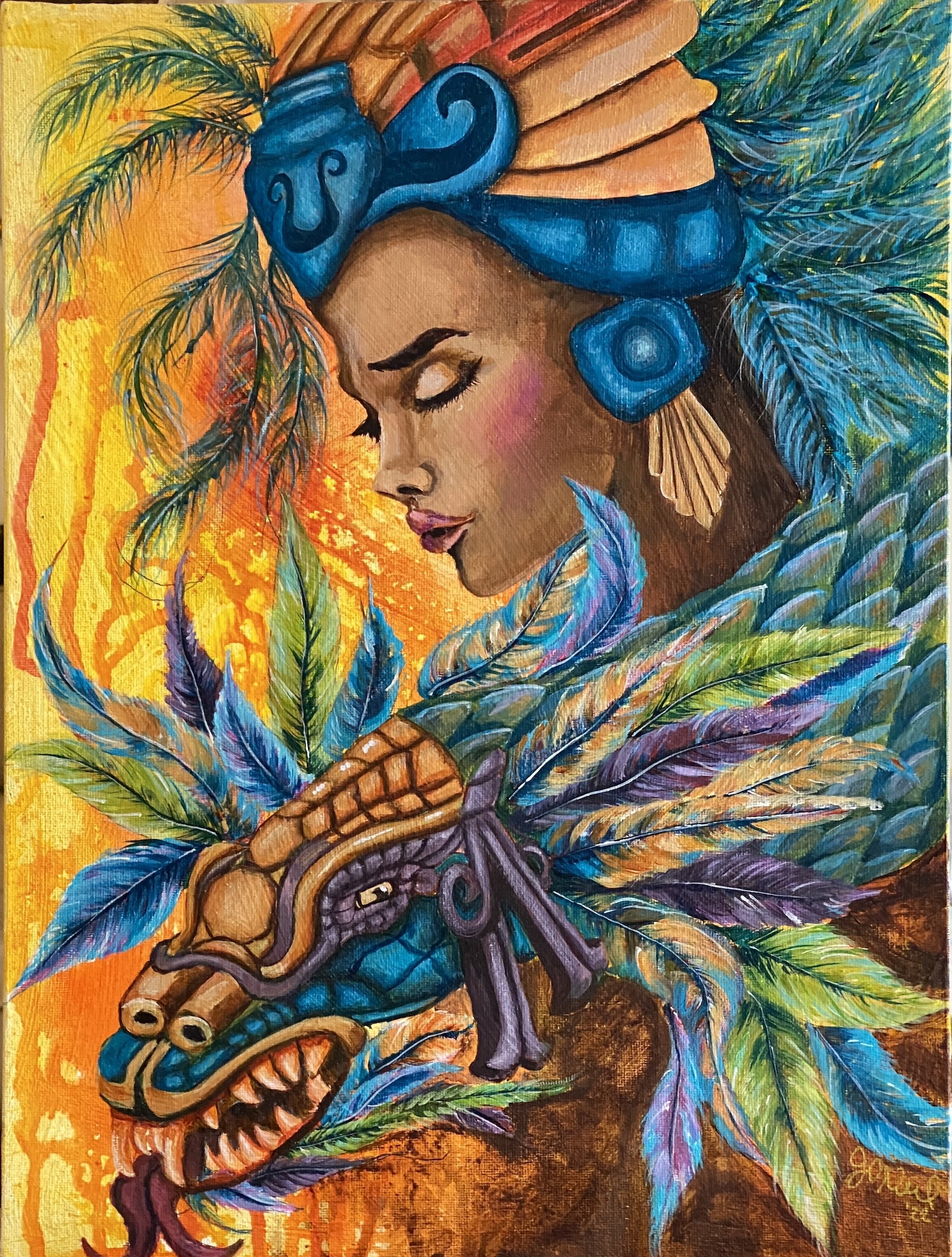 Quetzalcoatl $225 12 X 16" Acrylics on canvas board