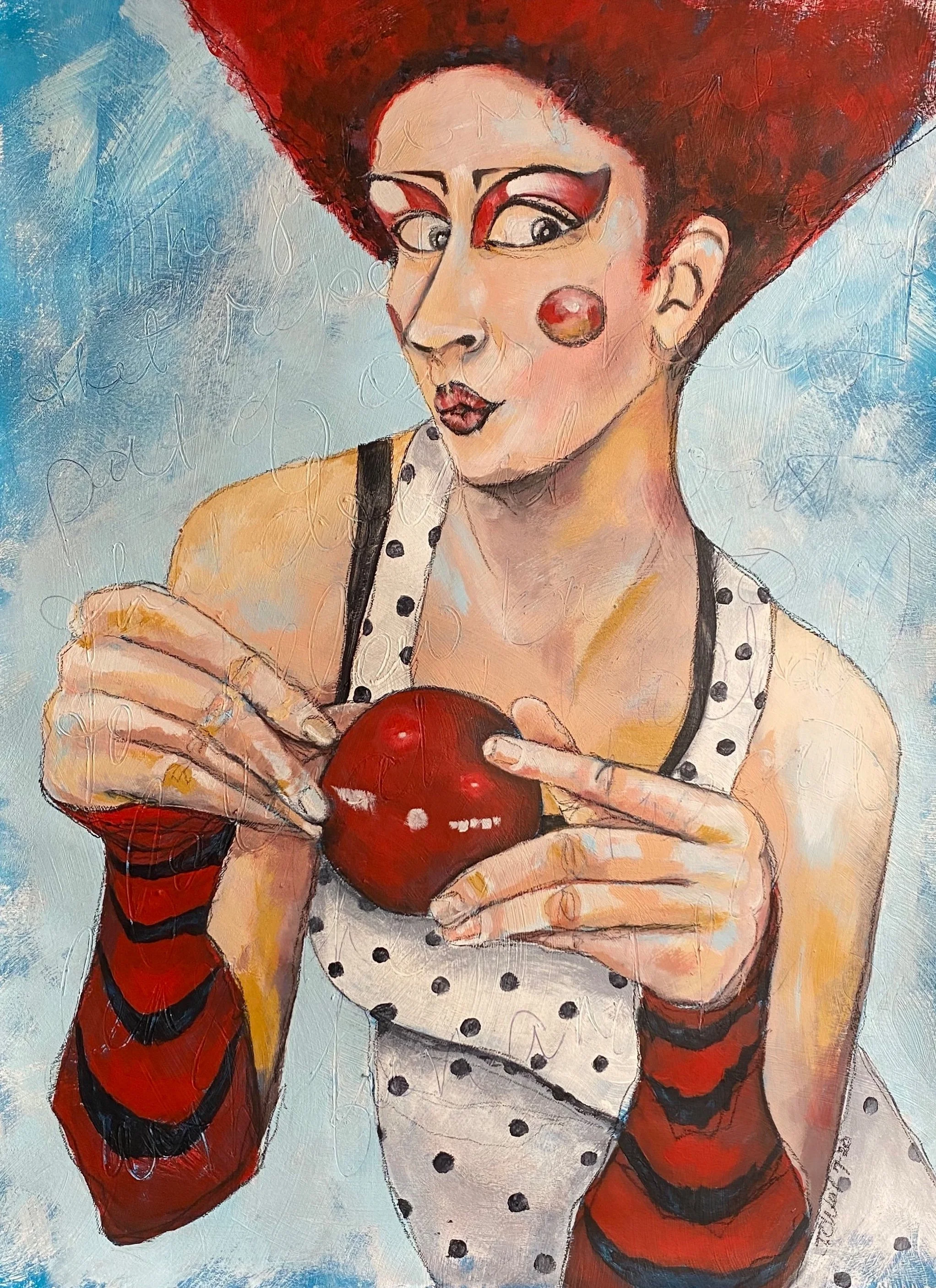 Circus Red Ball $375 18 X 24" Acrylics on Premium paper