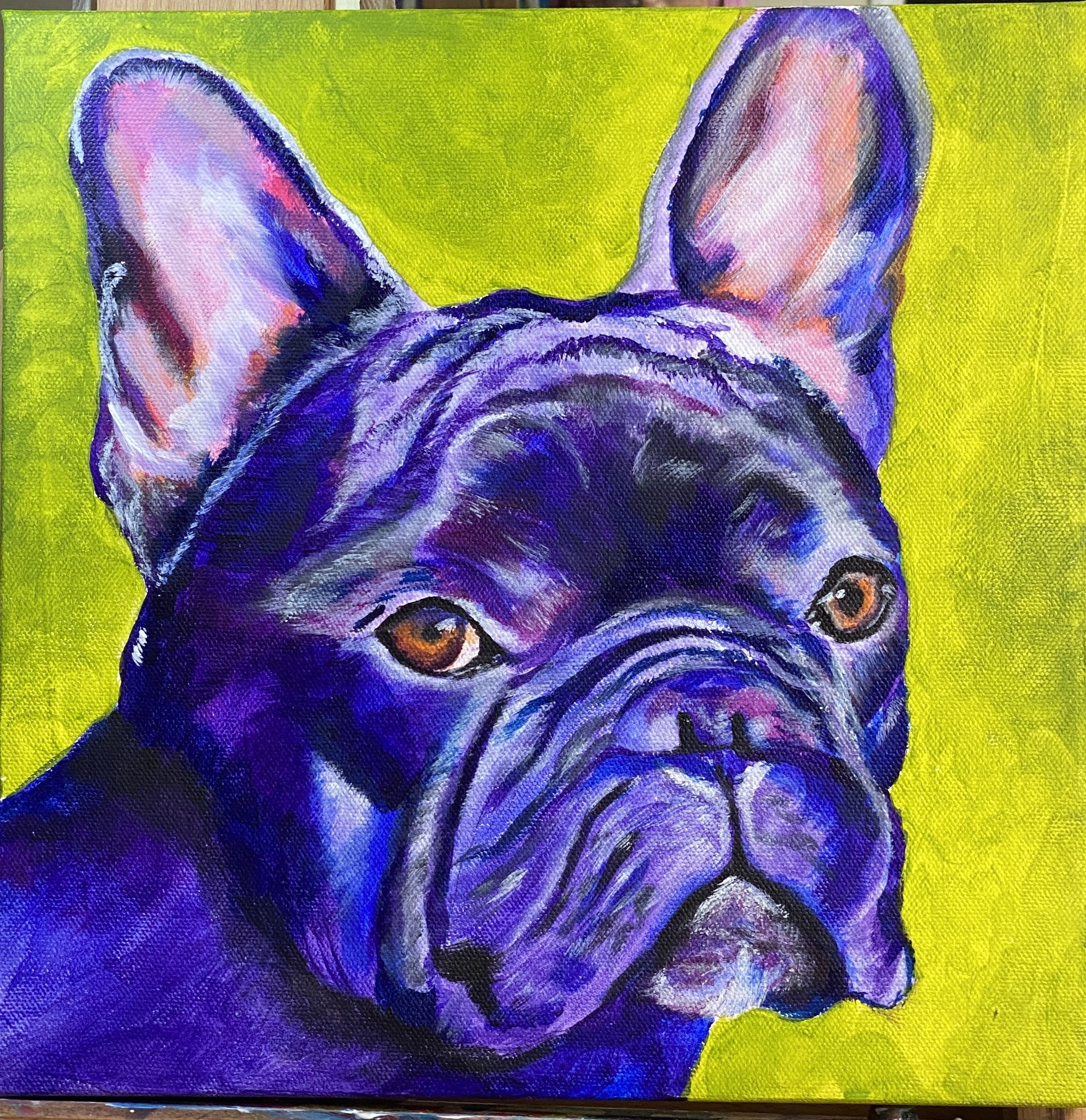 Dash $200  Acrylics on 12 X 12" canvas