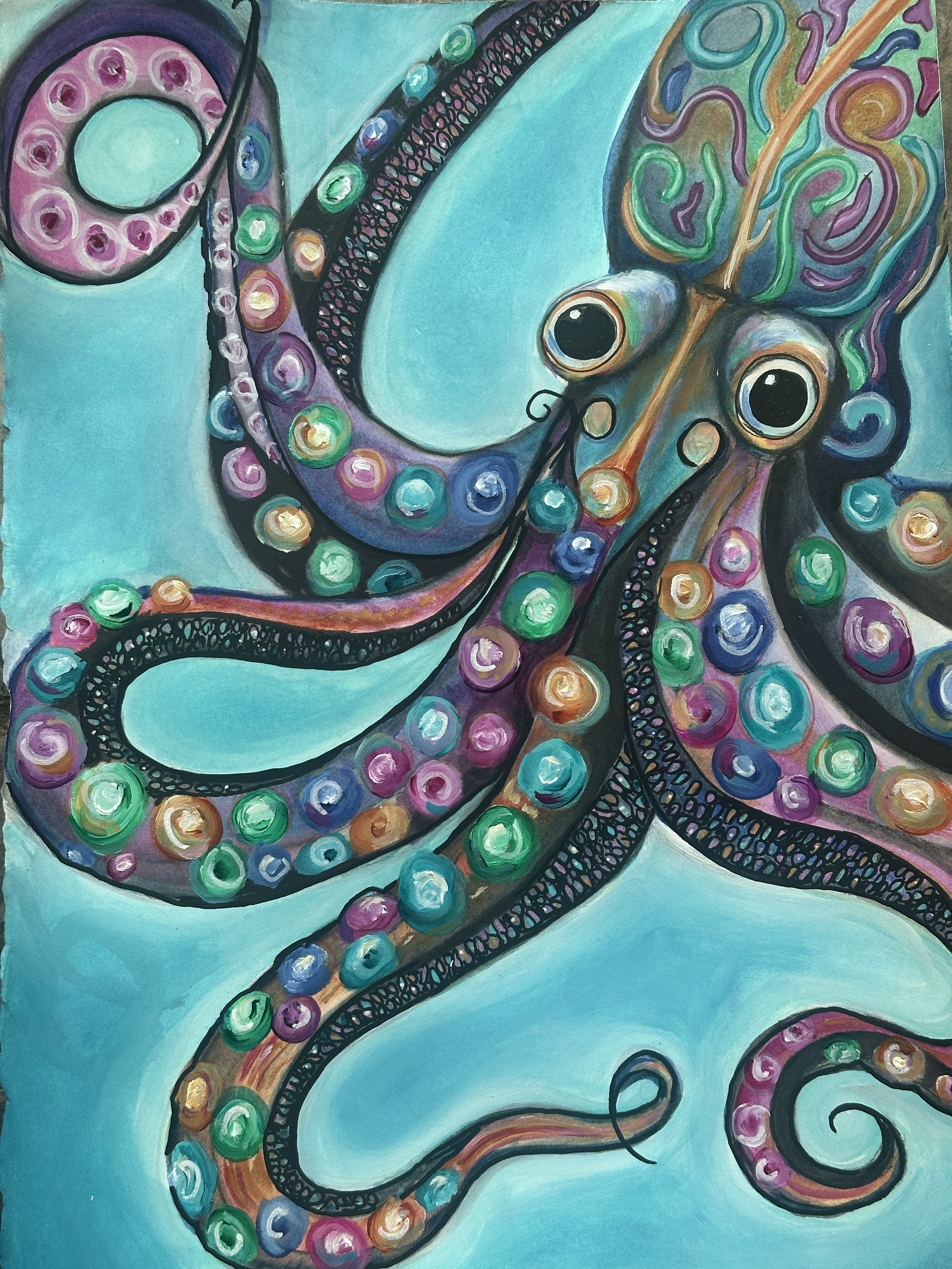 Octopus $200  11 X 15" Mixed Media on Premium Paper