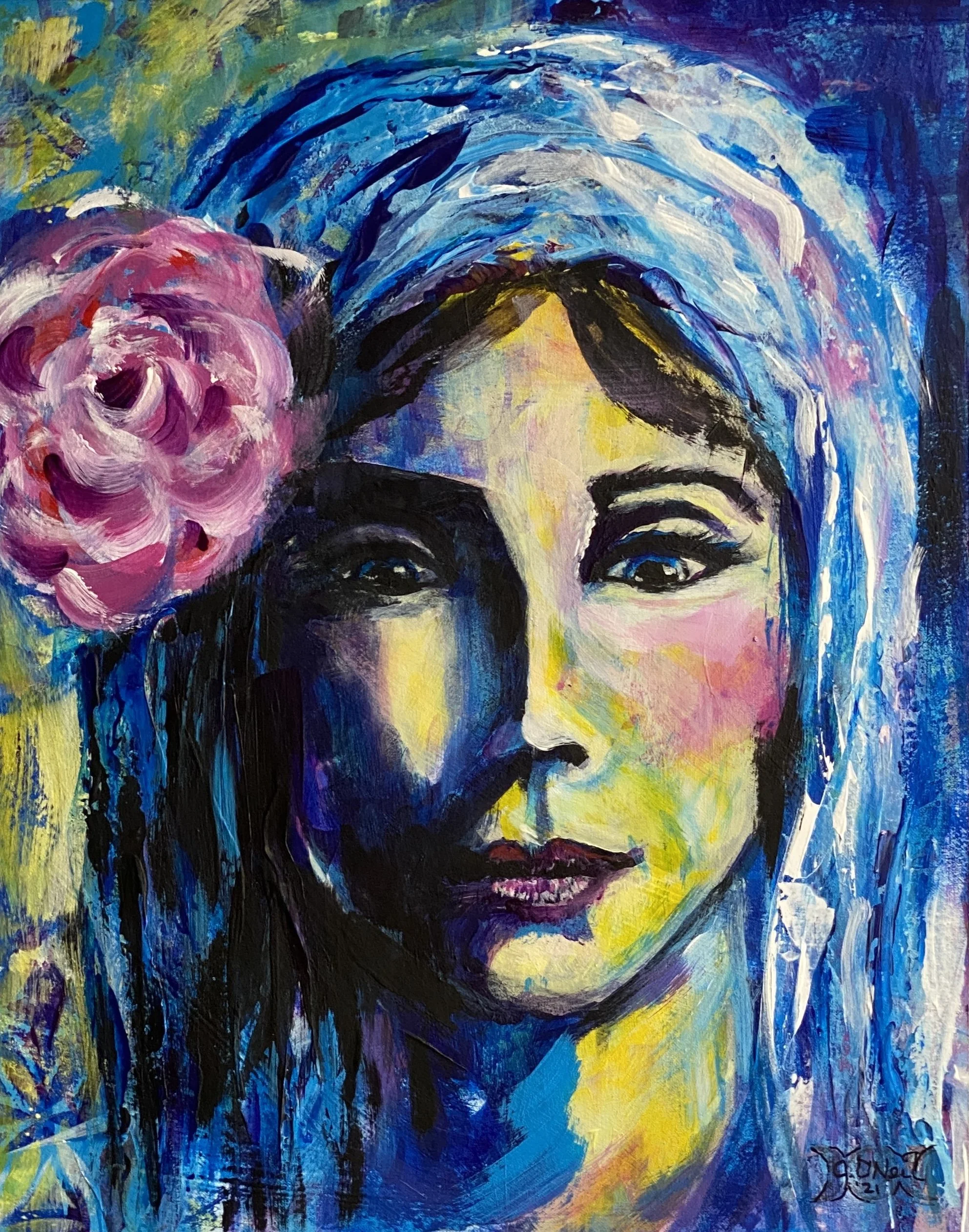 Mother Mary $175 9 X 12" Acrylics on Canvas board