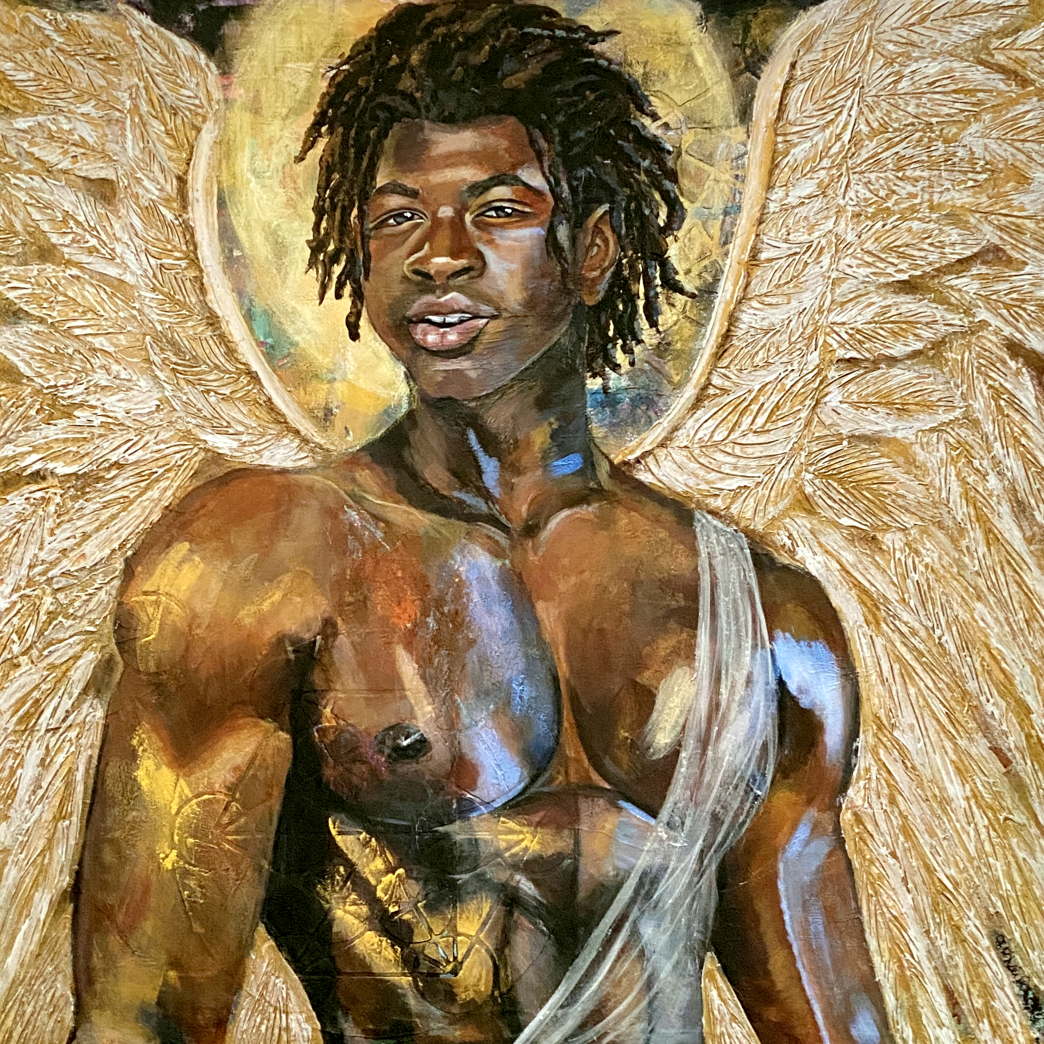 Metatron $1500 30 X 30" 3D Mixed media on 2" profile canvas. A showstopper.