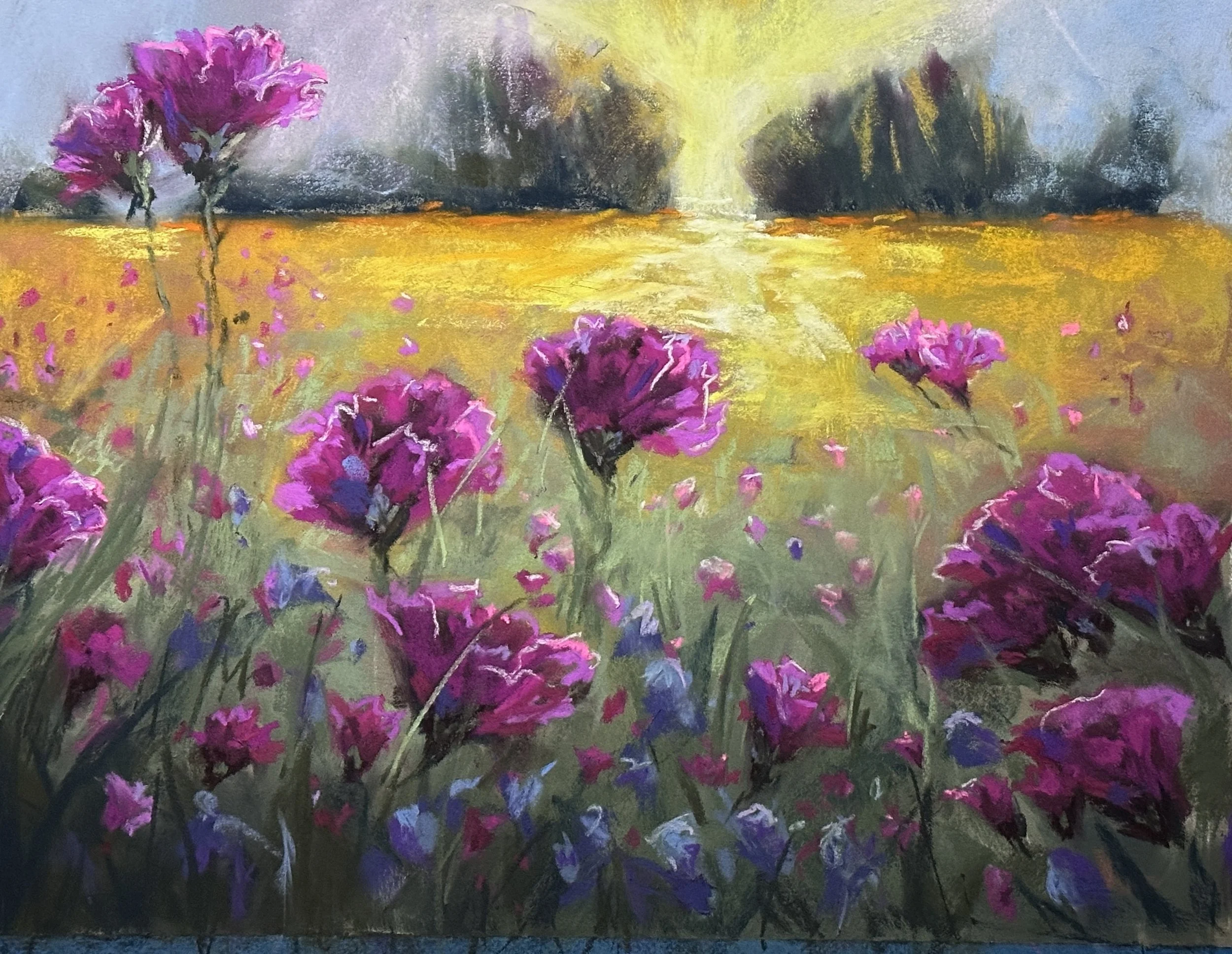 Magenta Poppies $185 Matted 