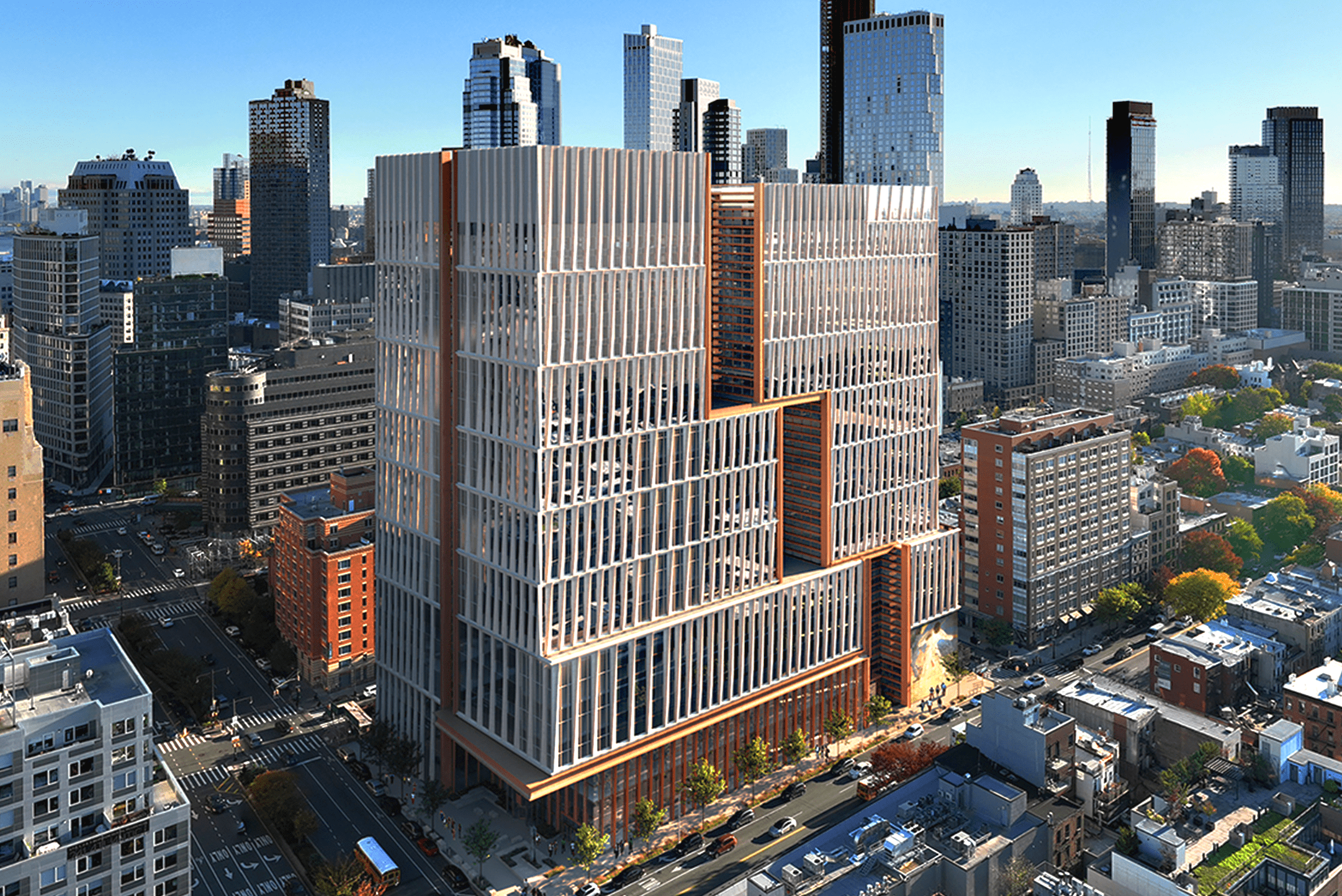 Bird's eye view of the Brooklyn jail at 275 Atlantic Avenue.