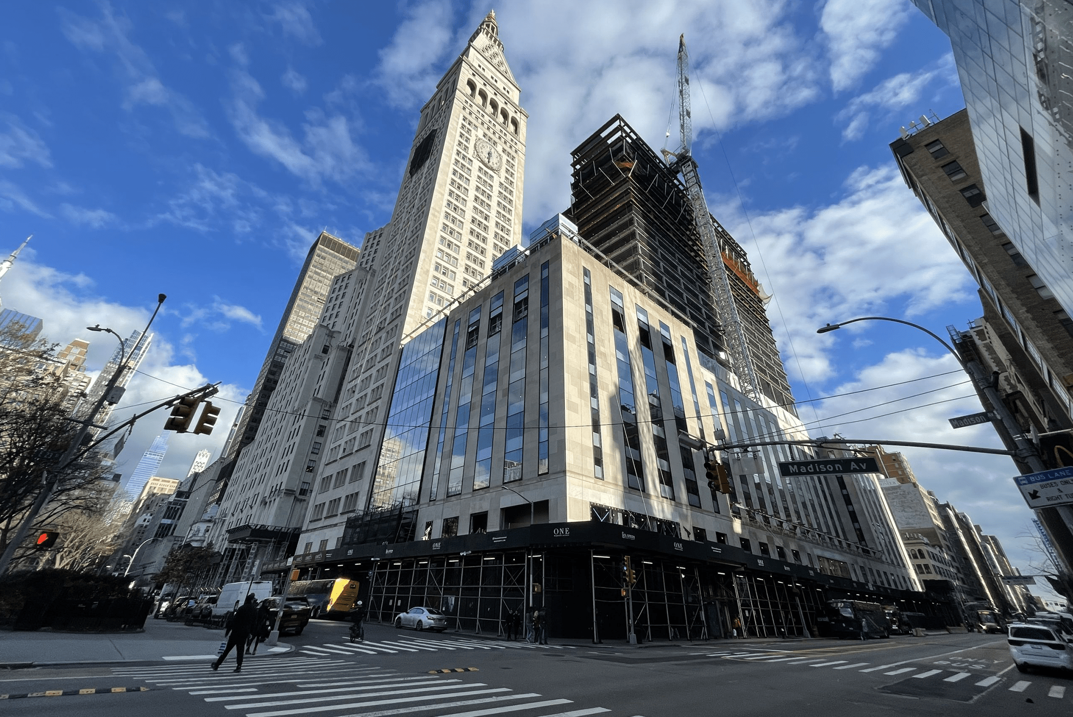 The corner of Madison Ave facing the 1 Madison pavilion
