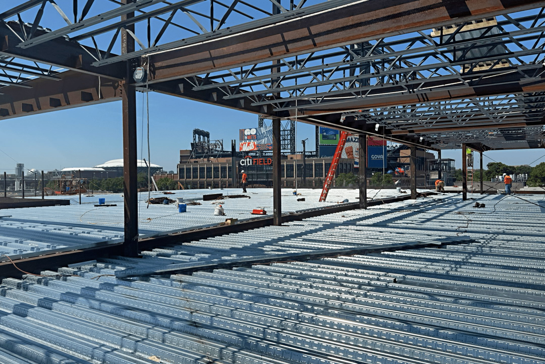 Workers building the NYC FC stadium