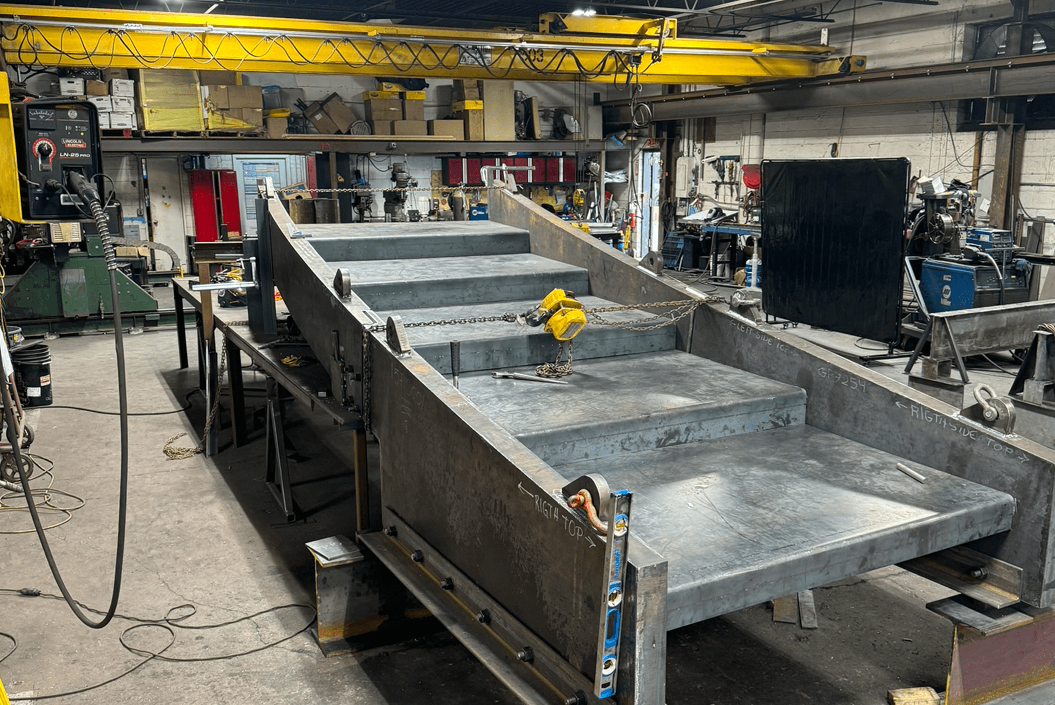 Partial completion of the staircase inside the fabrication facility