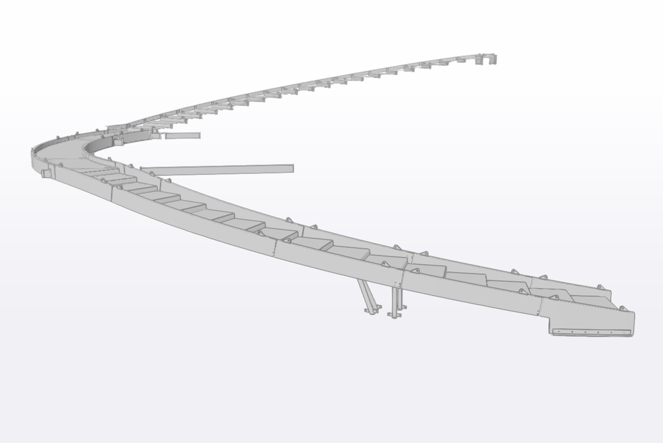 3D rendering of 40-ton feature staircase at JP Morgan Chase headquarters