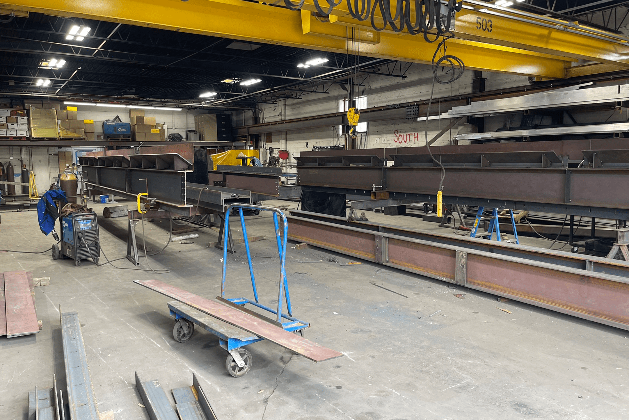 Fabrication materials inside of the Red Ironworks workshop