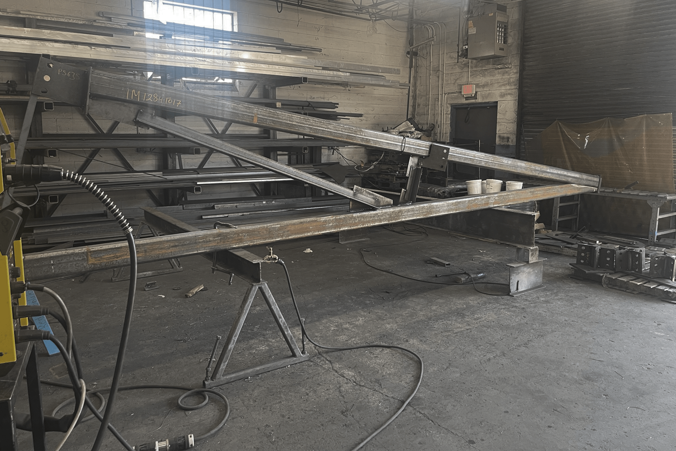 A detail view of the equipment used to build the pavilion.