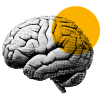 Brain with a glowing sun, representing Brainspotting therapy in Sacramento