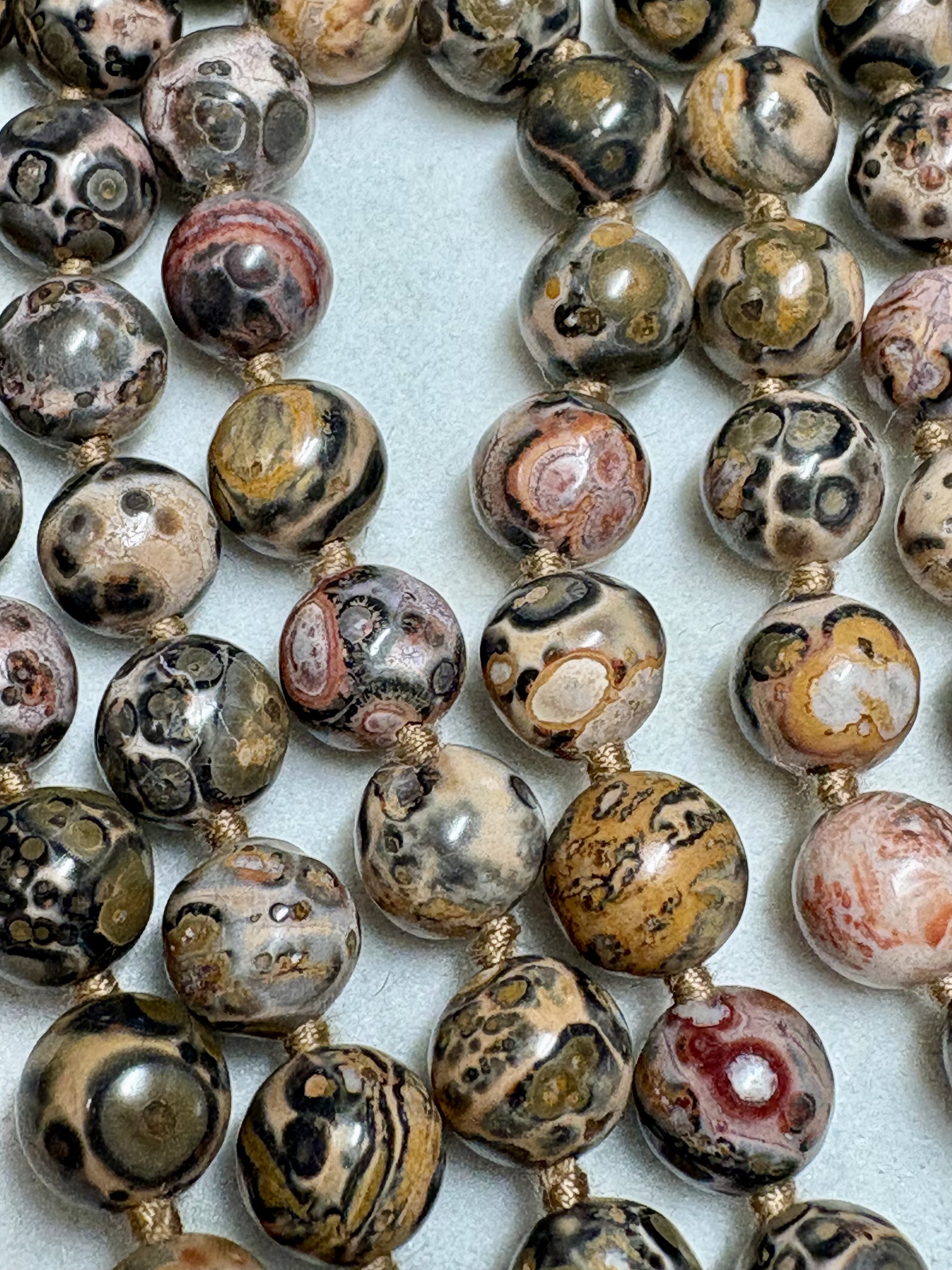 Handcrafted Leopardskin Jasper Bead Necklace