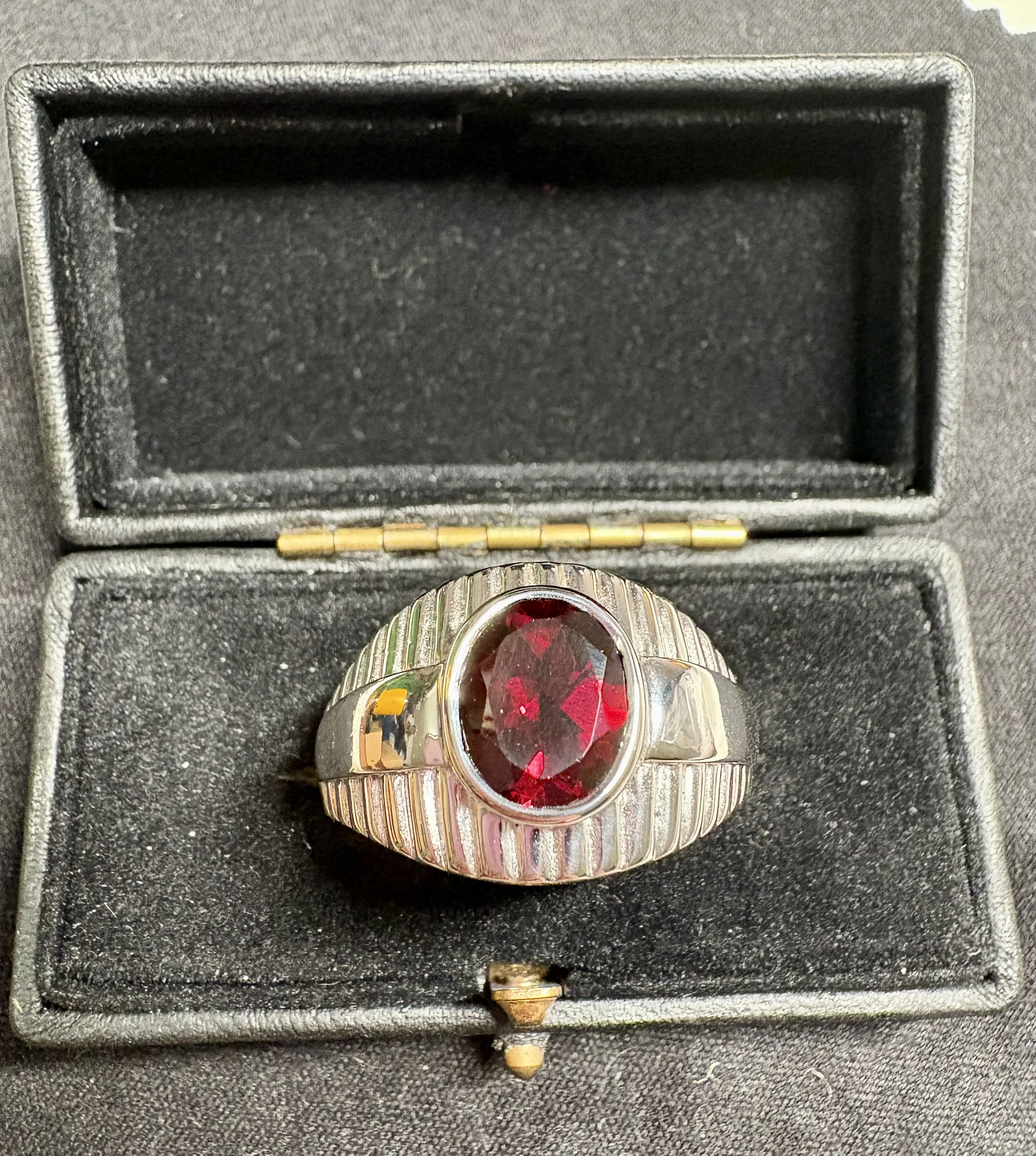 Men's Sterling Silver Garnet Ring