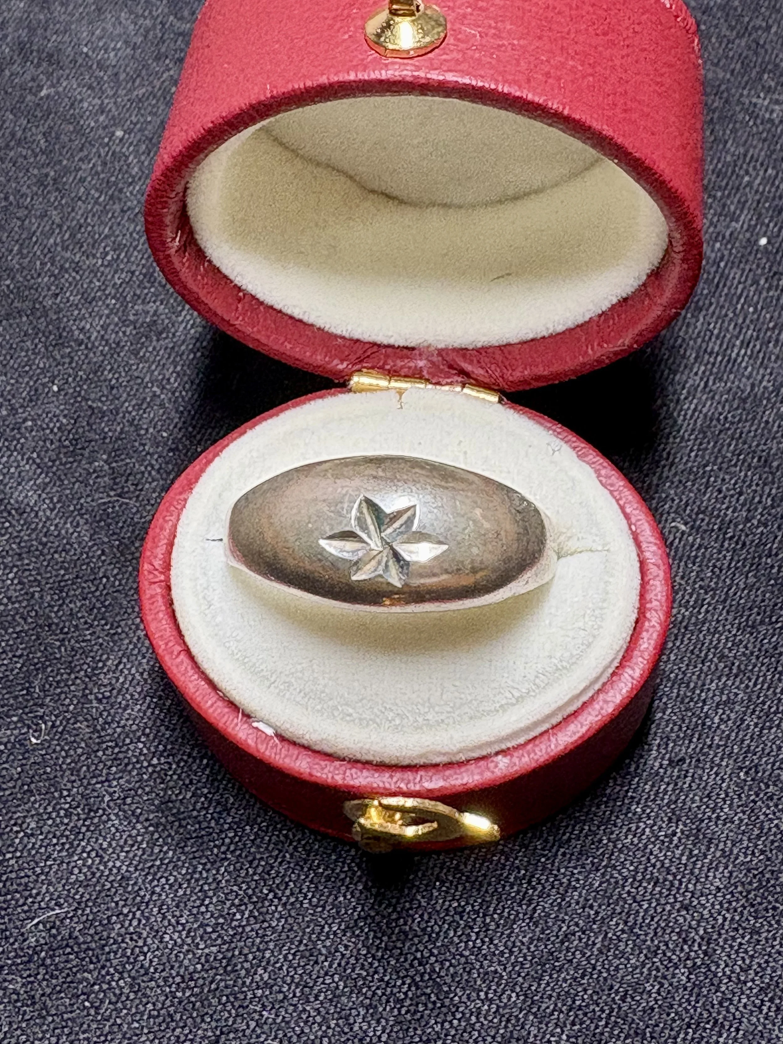 Engraved Star Sterling Silver Ring