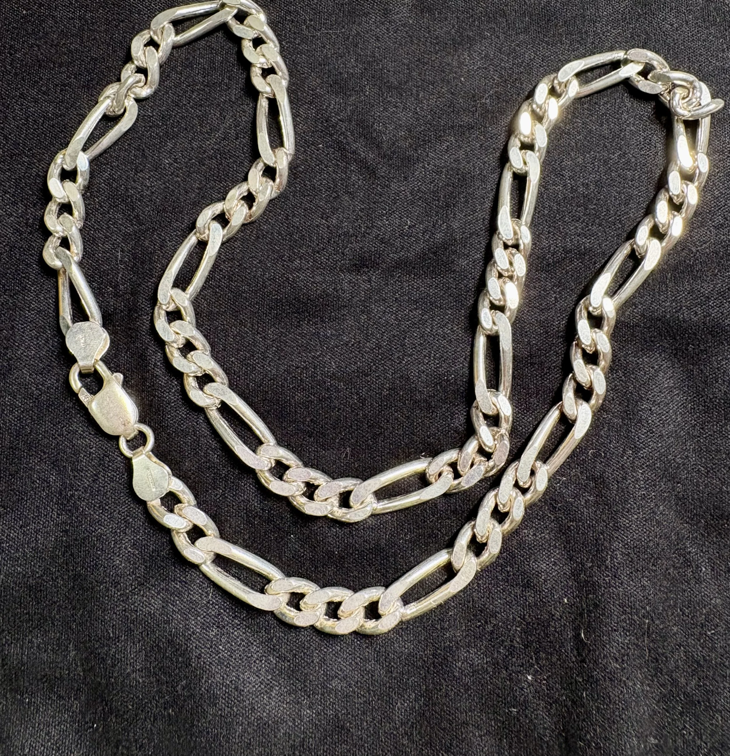 20" Sterling Silver Figaro Chain Necklace