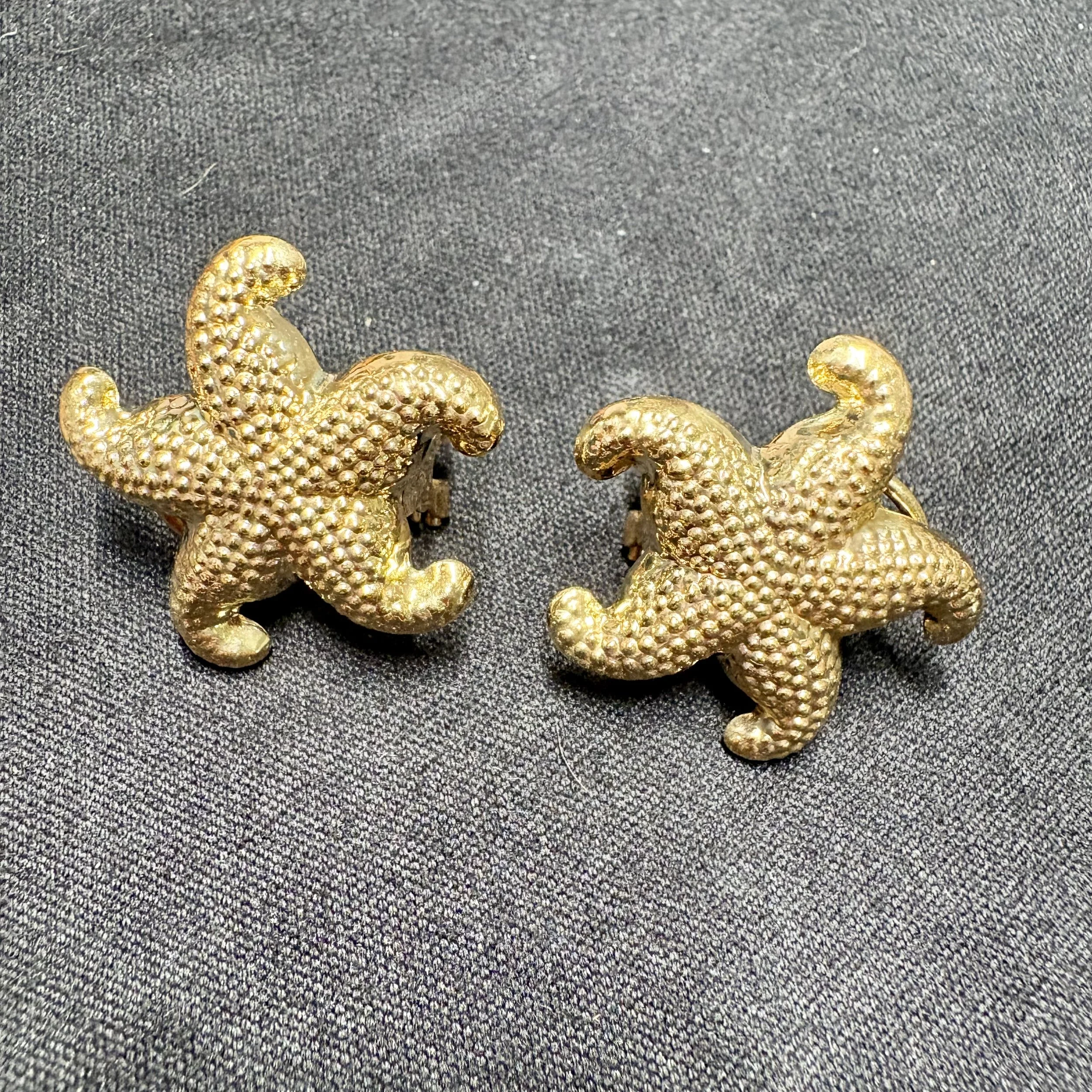 14k Gold Starfish Earrings