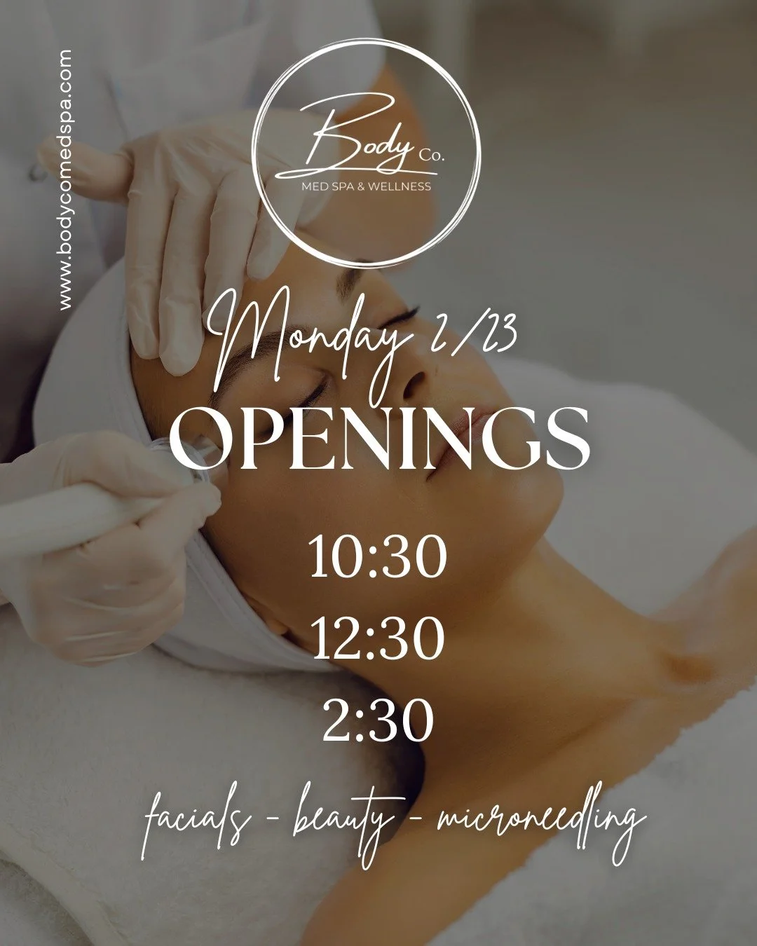Maddy has a few openings tomorrow Monday February 23rd. These times are good for facial, microneedling, lash or brow treatments! Comment below or contact us by calling or texting 913-954-0566.

Booking online is available before 10pm tonight! Hope to
