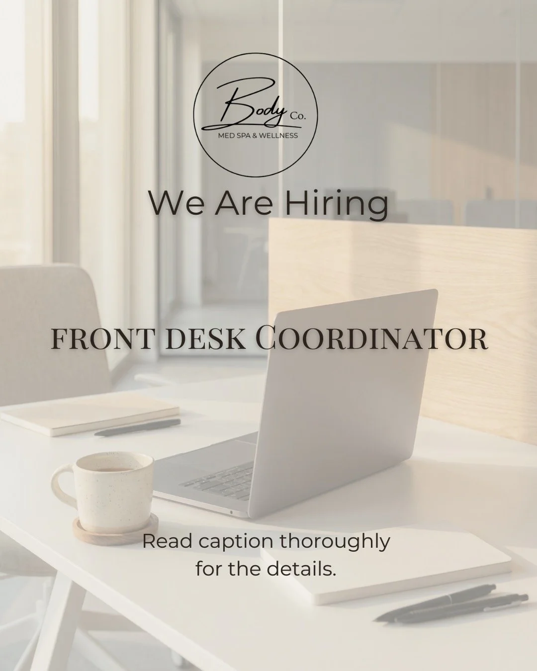We&rsquo;re growing&hellip;and looking for the right person to grow with us ✨

At Body Co., the front desk is more than a check-in point, it&rsquo;s the first impression, the energy setter, and the foundation of our client experience.

We&rsquo;re lo