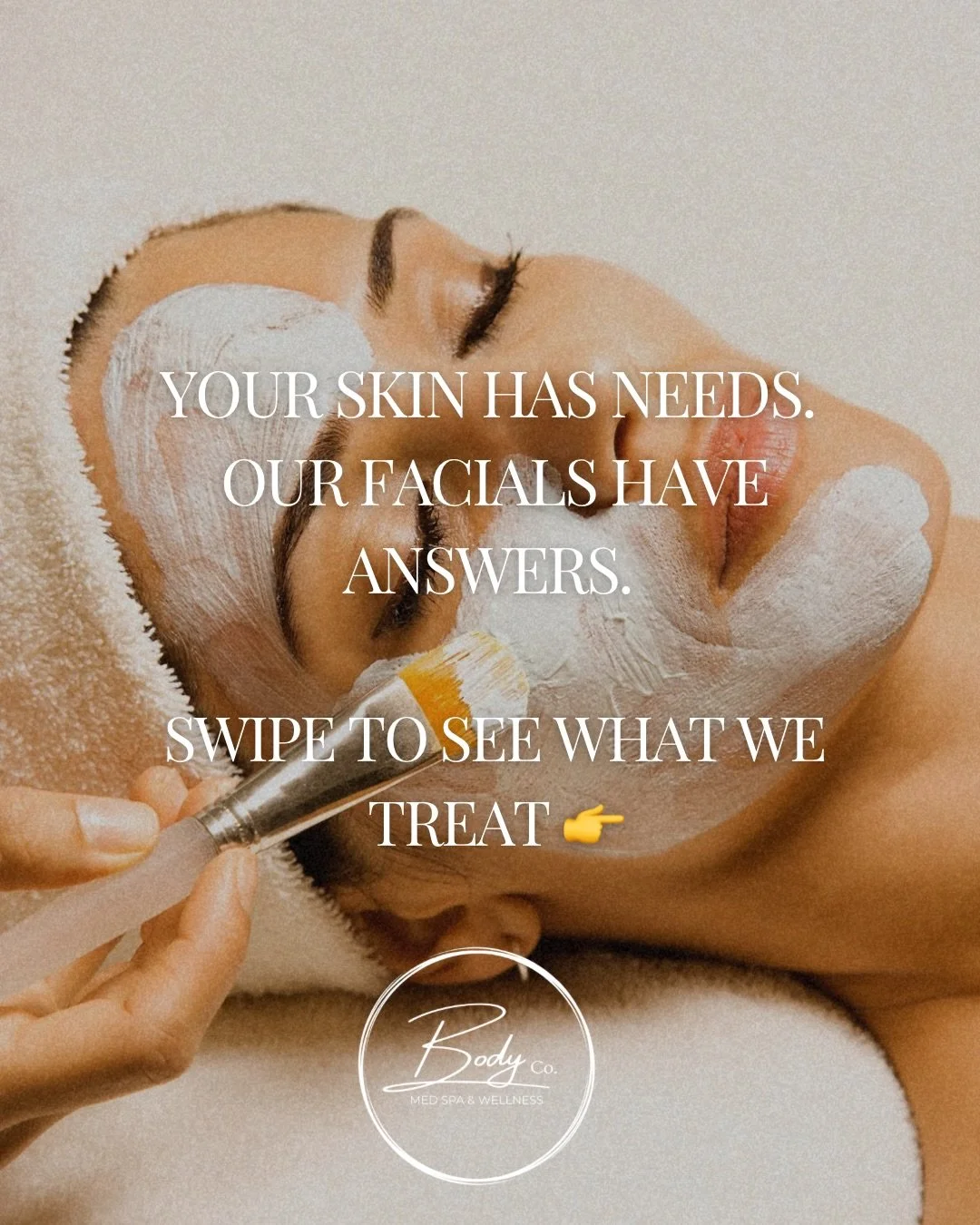 Swipe to see what a Body Co. facial can actually address with your skin concerns. 

We don&rsquo;t do a one-size-fits-all here. Every facial is built around your skin concerns and goals. 

Offering customized facials, medical grade skincare, Glo2 hyd