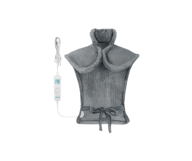 A heating pad of course! Especially one that goes around my neck. She's an icon.