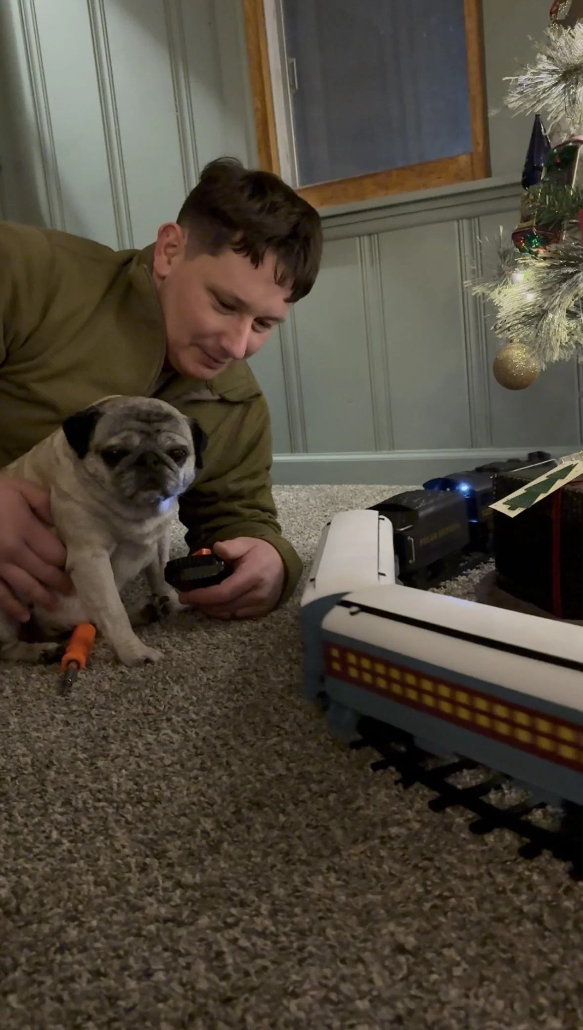 Polar Express Train around our Christmas Tree