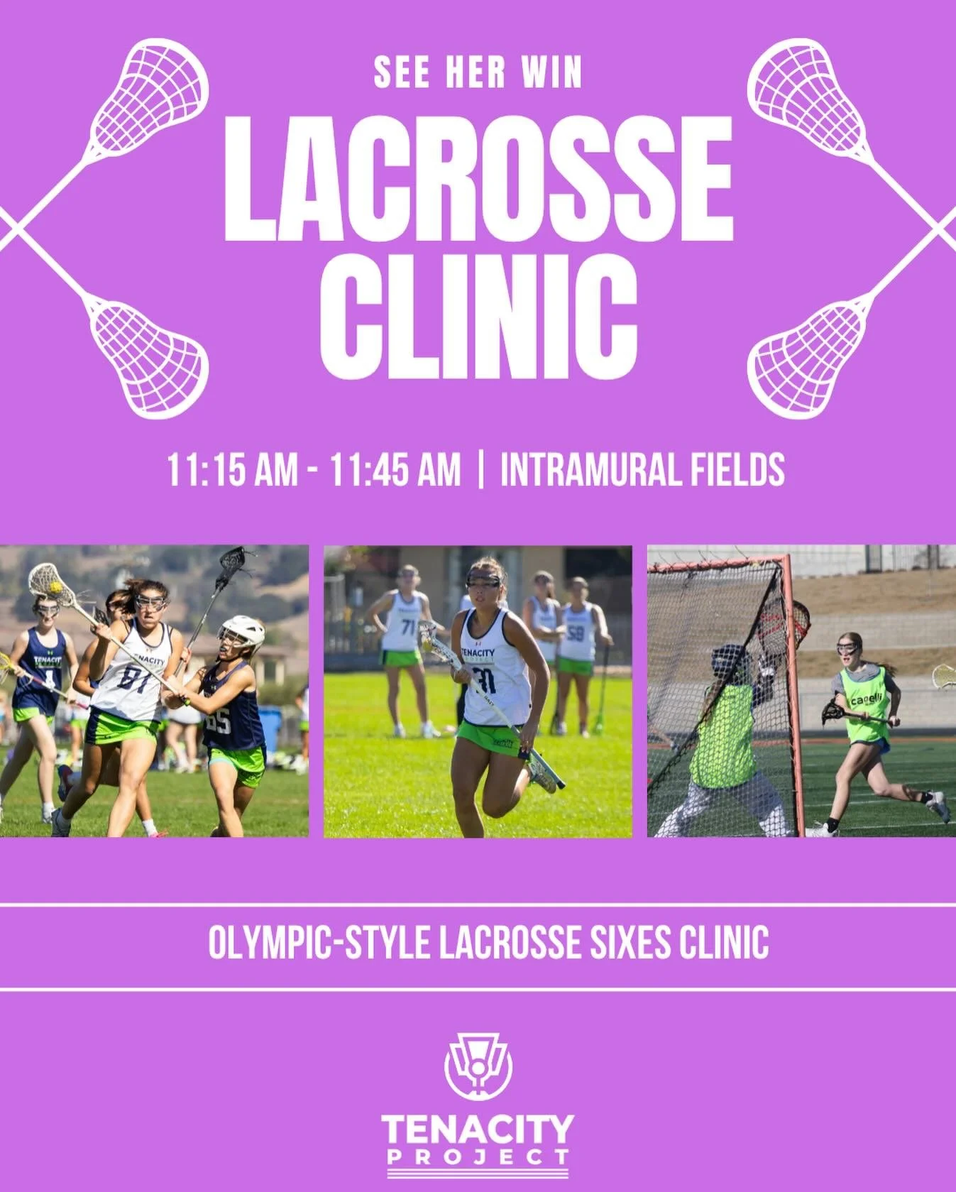 Join us Saturday morning, before the competition begins, for an Olympic-style Lacrosse Sixes Clinic! The clinic is free to attend and open to all.