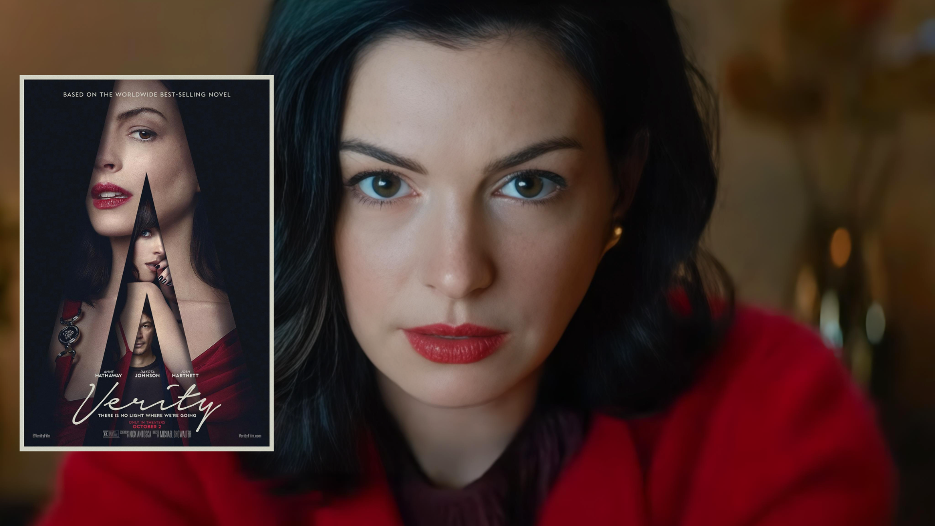 Anne Hathaway as Verity Crawford in the 2026 psychological thriller film Verity.