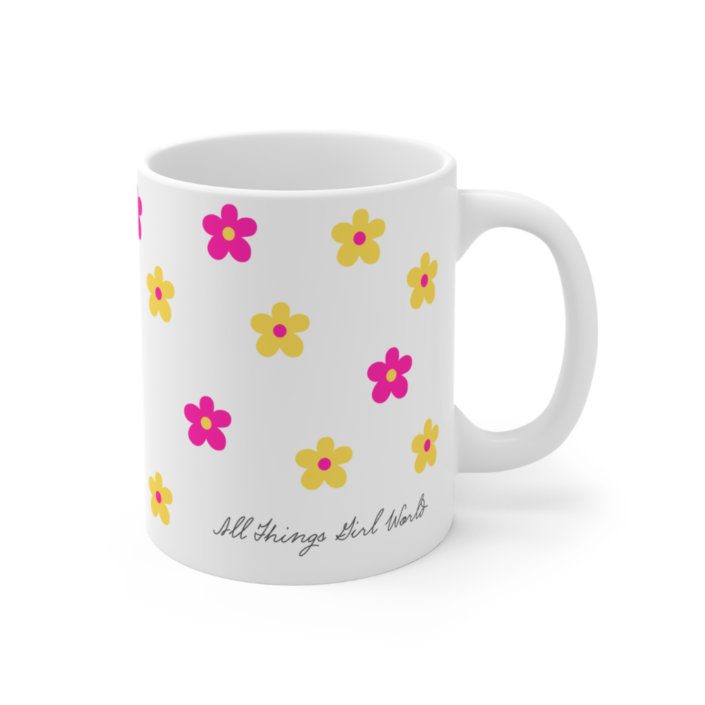 Pink & Yellow Flowers Ceramic Mug – 11oz