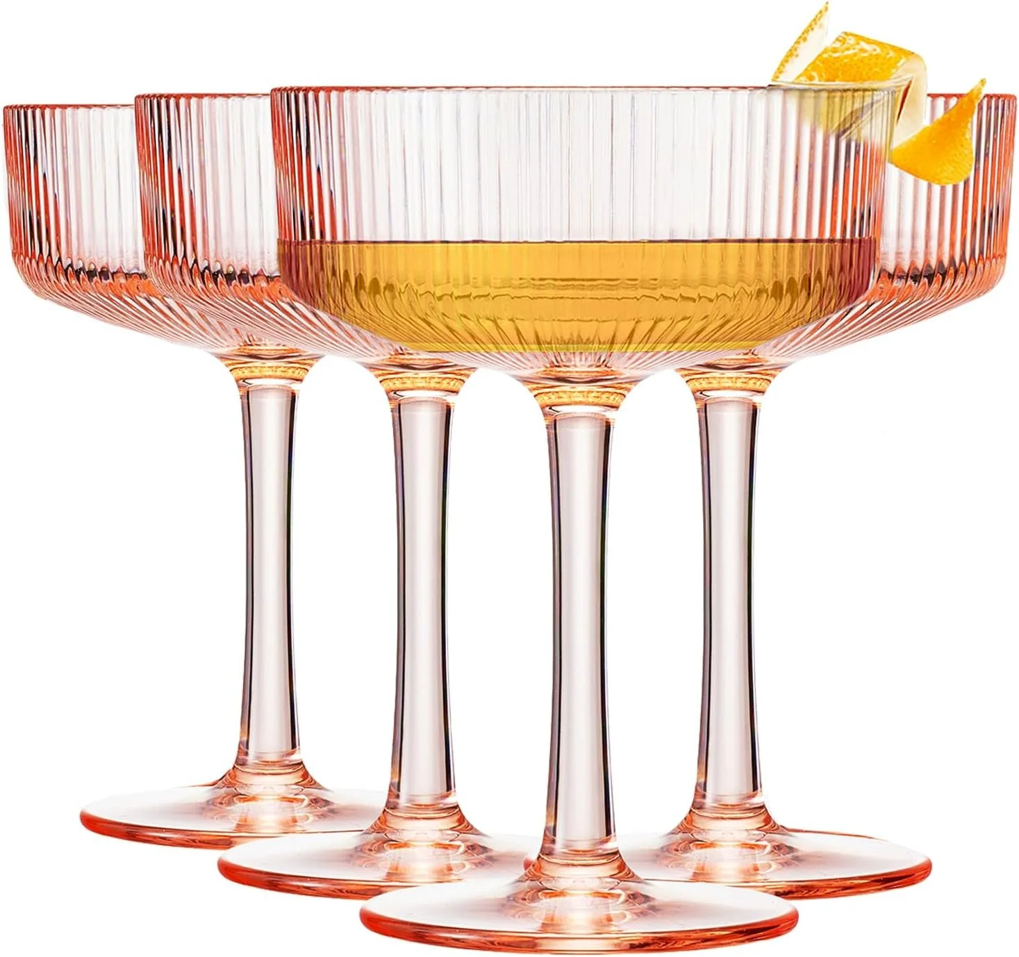 Shatterproof Acrylic Ribbed Vintage Glasses