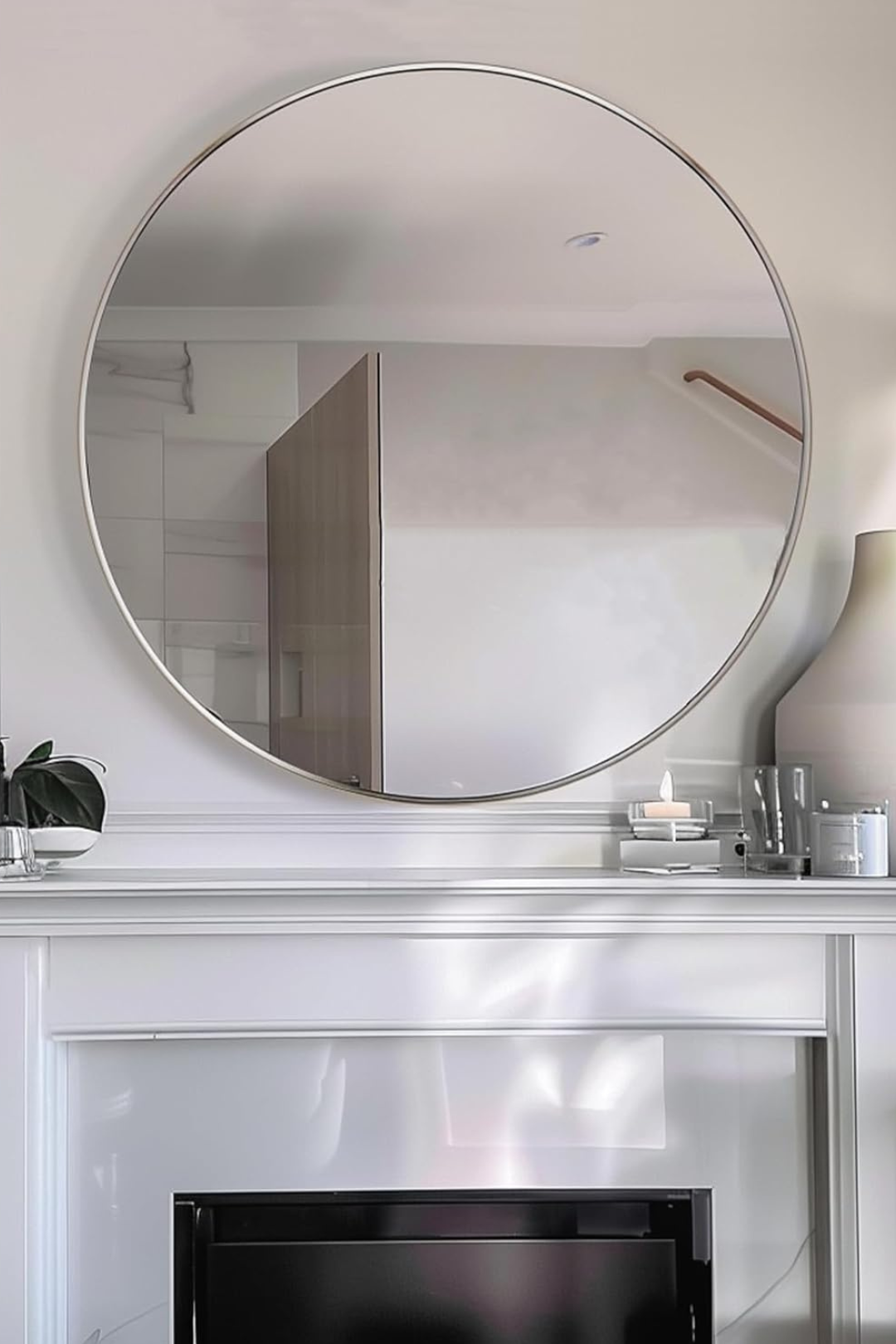 Round Silver Wall Mirror