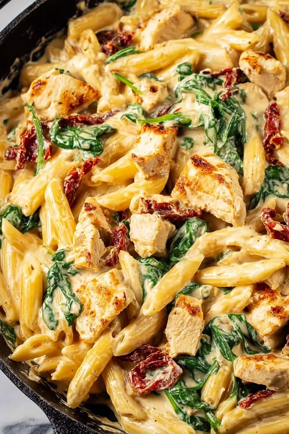 Creamy Tuscan Chicken Pasta Recipe by Janna Eats