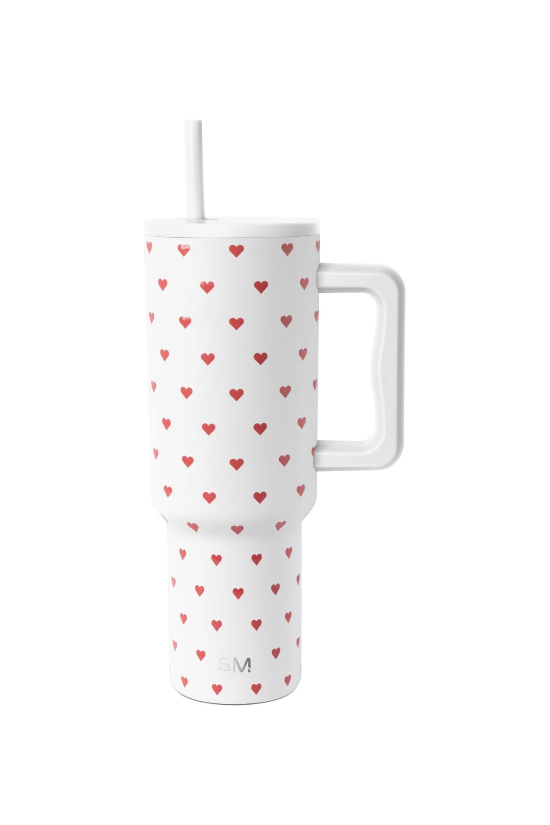Simple Modern 40 oz Valentine's Day Trek Tumbler with Handle and Straw Lid | Cup Holder Friendly Insulated Stainless Steel Travel Mug | Crimson Hearts