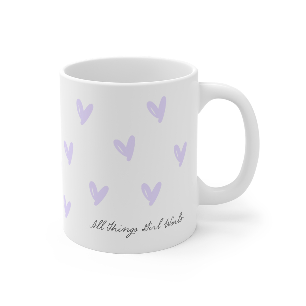 Lavender Hearts Ceramic Mug – 11oz