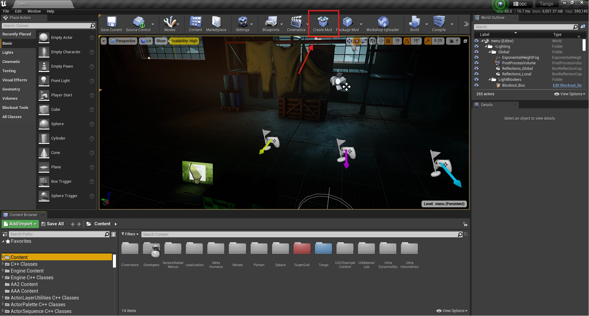 Create a mod by hitting the Create Mod button in the editor.