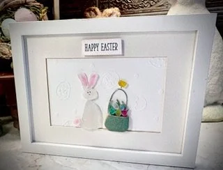 Easter Bunny Sea Glass Art