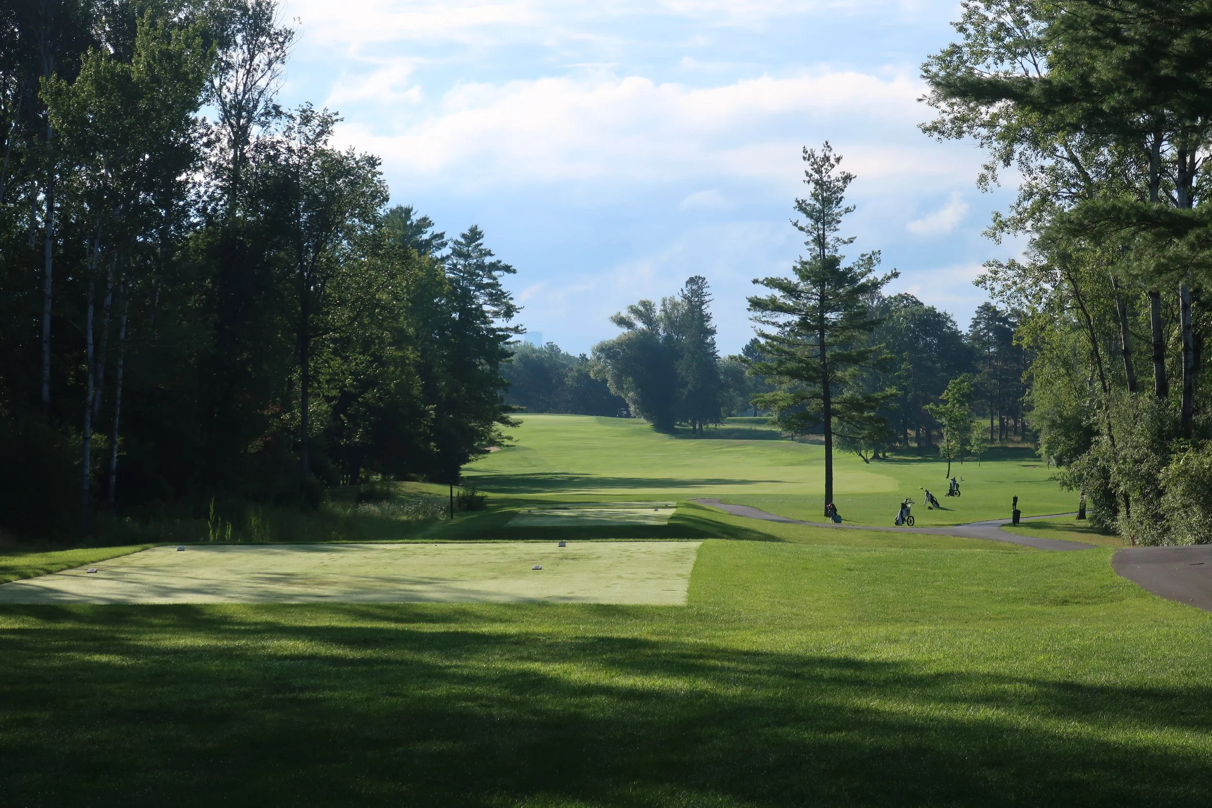 Tee shot at the par 5 fifth