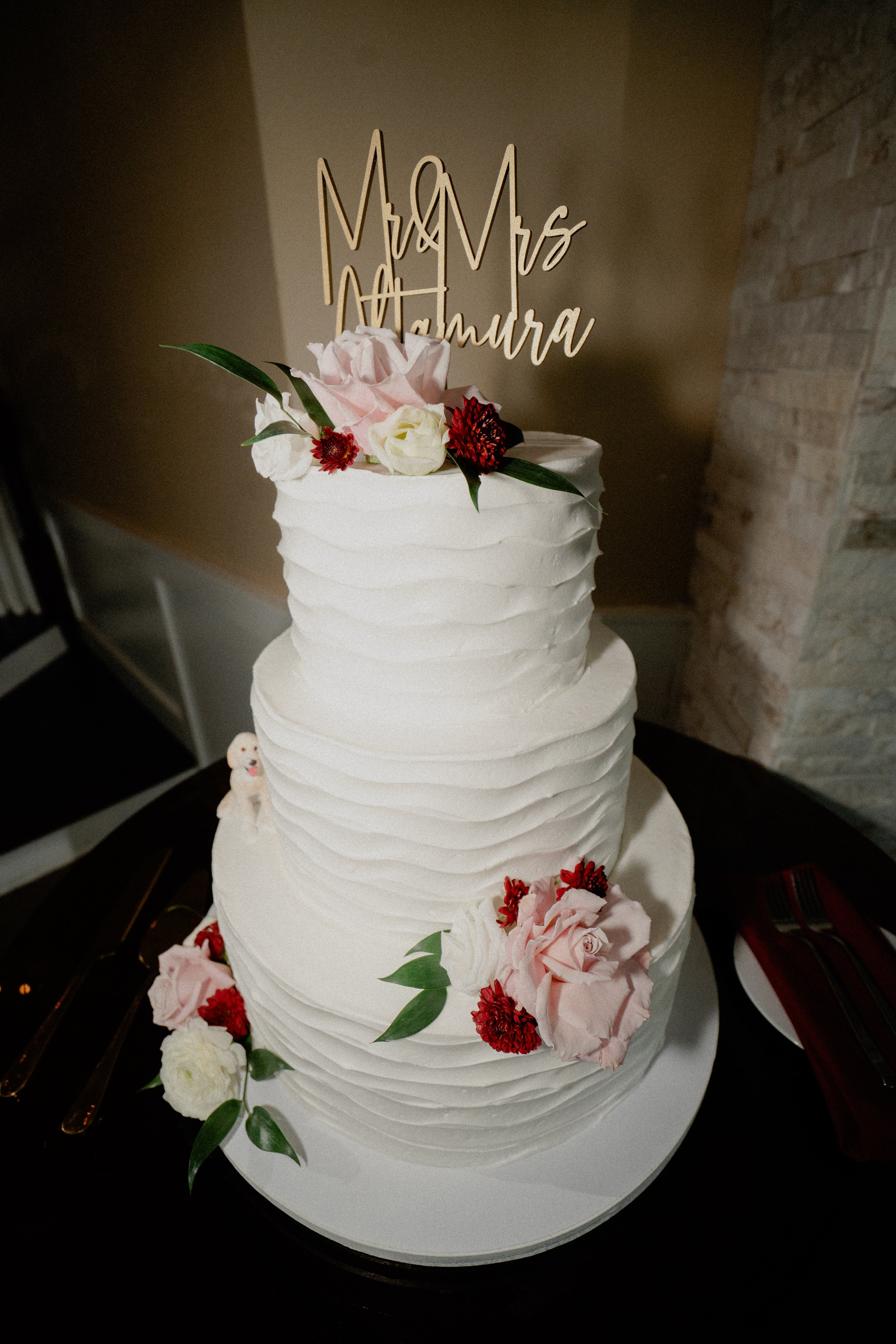 NJ Wedding Photography  of a cake during a NJ wedding reception