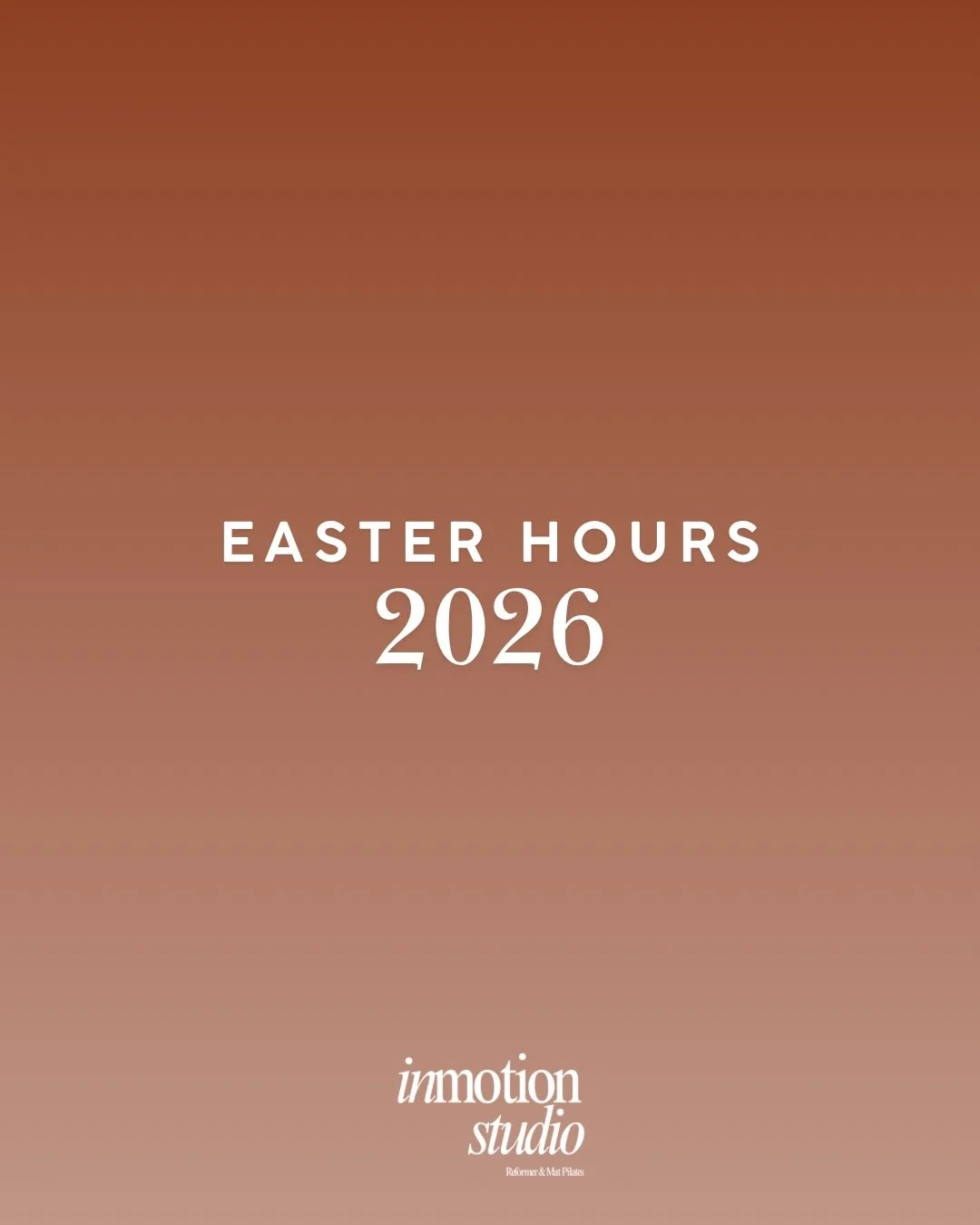 Easter hours incoming 🐣

Easter is creeping up fast&hellip; here&rsquo;s when you 
can get your Pilates fix:

Good Friday &mdash; OPEN Saturday &mdash; OPEN Sunday &mdash; CLOSED (rest + reset ) Easter Monday &mdash; back to regular programming

Spo
